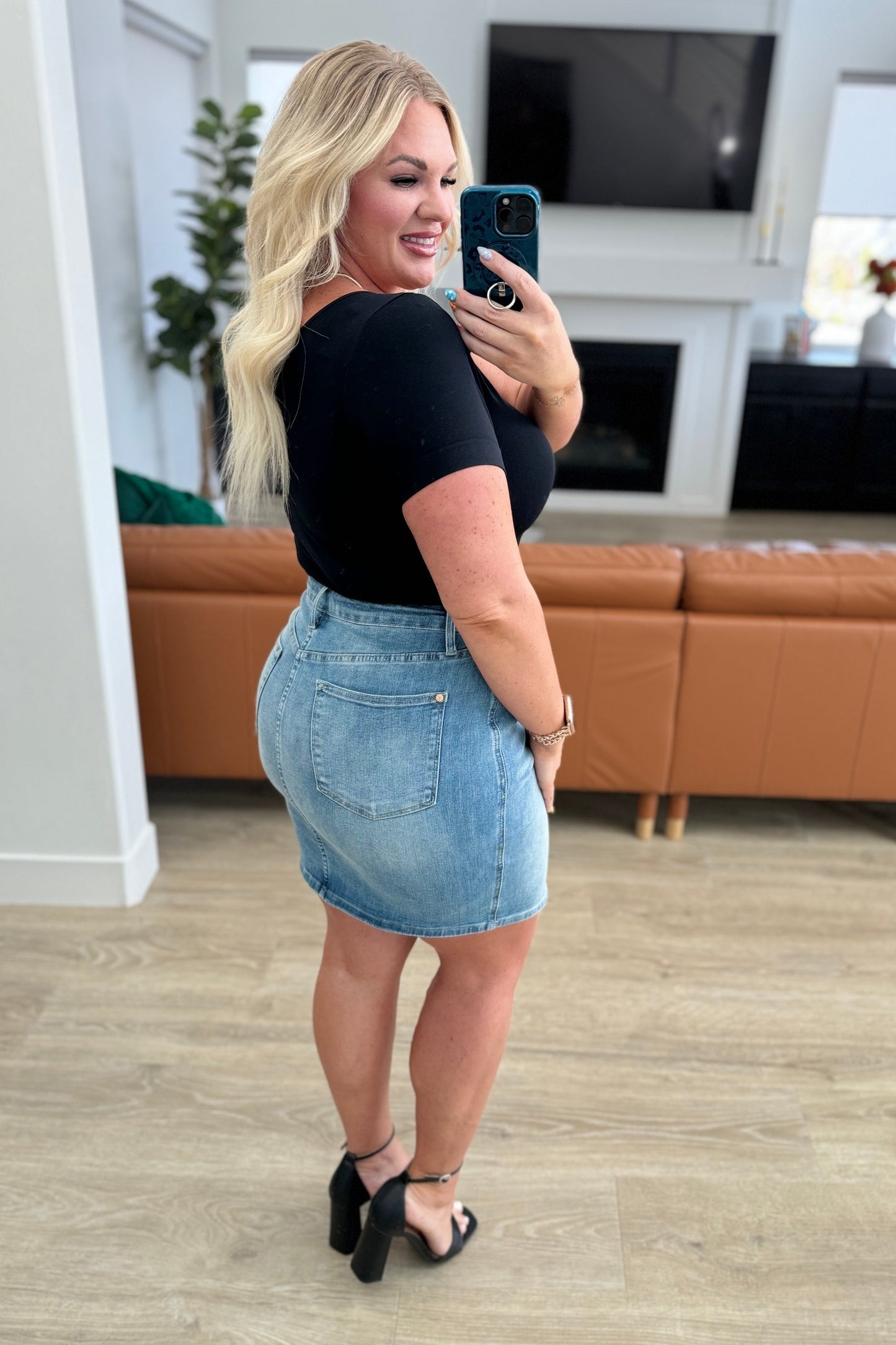 Haley High Rise Control Top Skirt-Denim-Modish Lily, Tecumseh Michigan