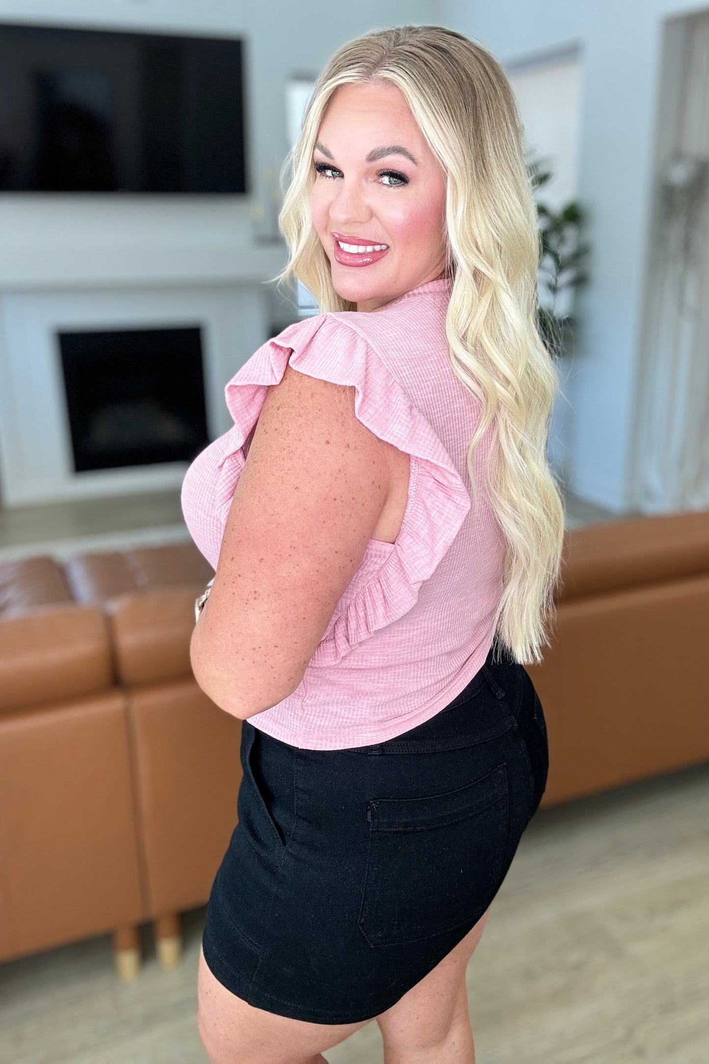 Especially Sweet Ruffle Sleeve Top-Tops-Modish Lily, Tecumseh Michigan