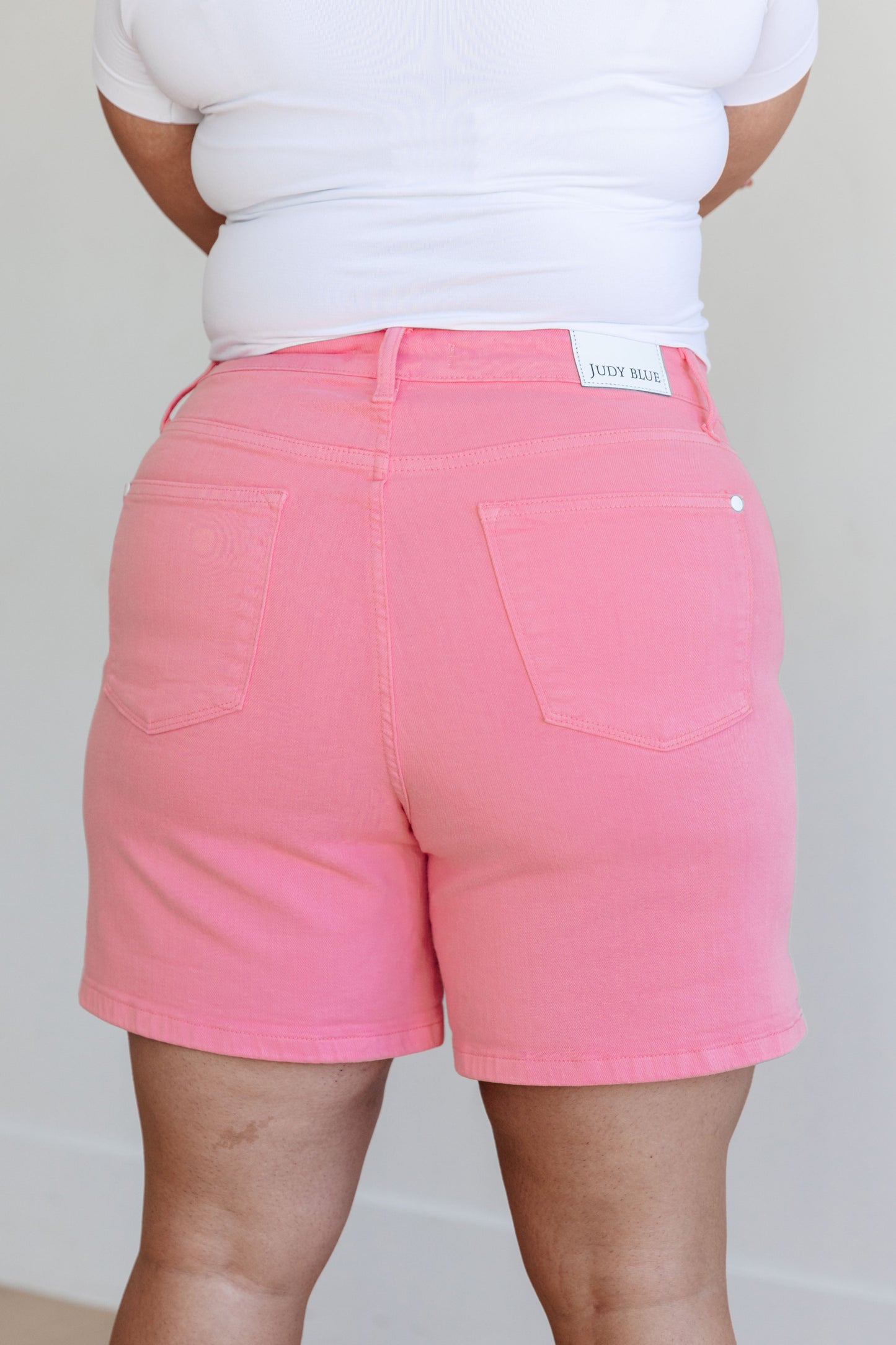 Jenna High Rise Control Top Cuffed Shorts in Pink-Womens-Modish Lily, Tecumseh Michigan