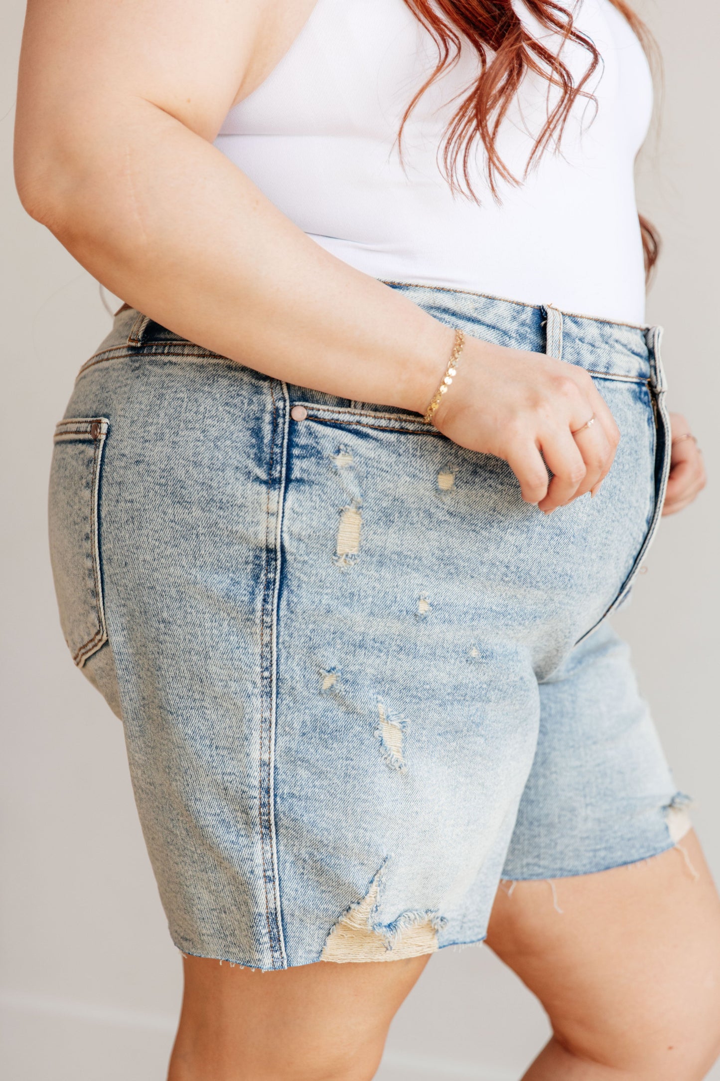 Cindy High Rise Mineral Wash Distressed Boyfriend Shorts-Denim-Modish Lily, Tecumseh Michigan