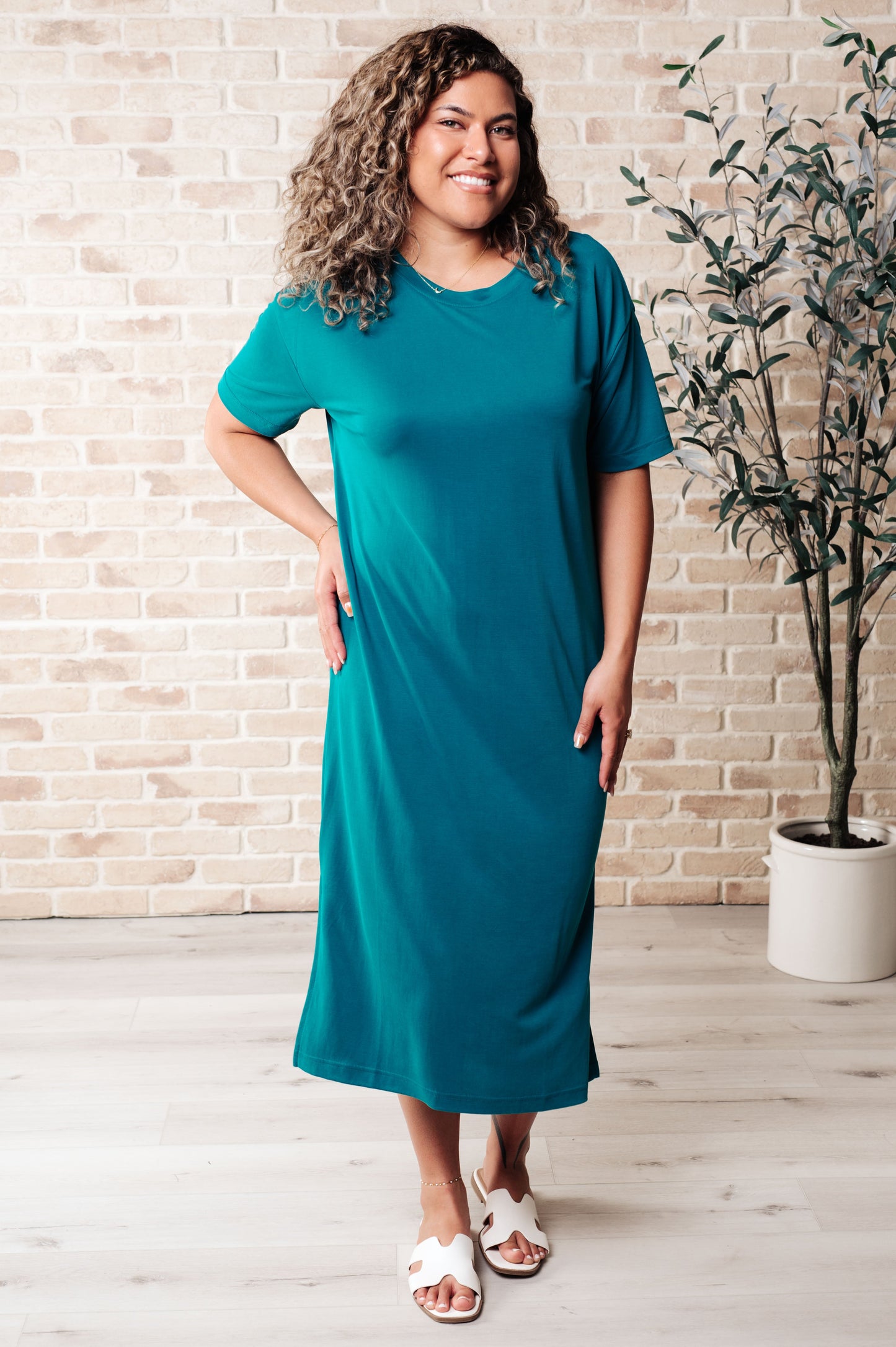 Keeping It Chill Drop Shoulder Maxi Dress in Teal-Dresses-Modish Lily, Tecumseh Michigan