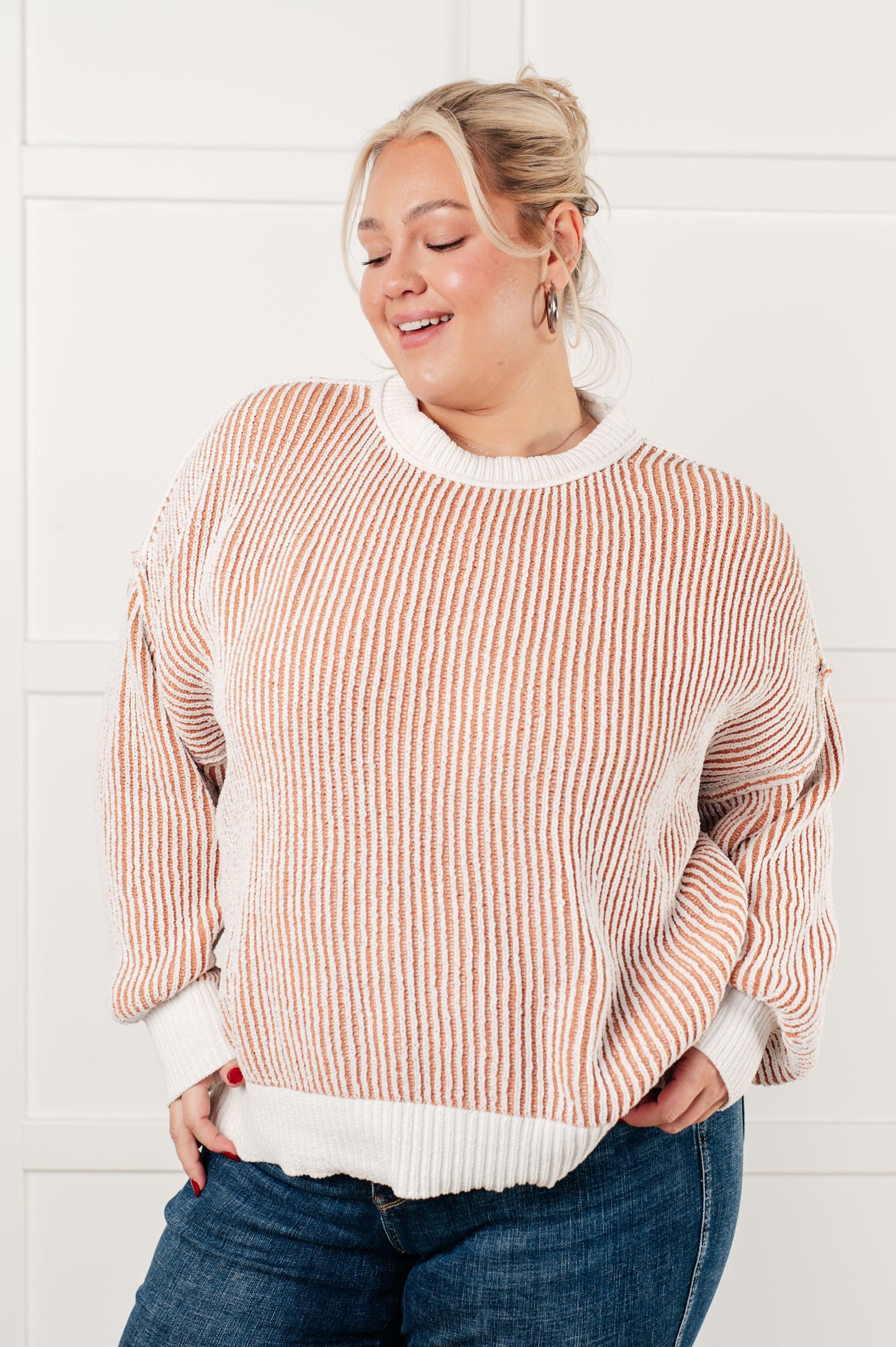 Least High Maintenance Contrast Trim Sweater-Tops-Modish Lily, Tecumseh Michigan