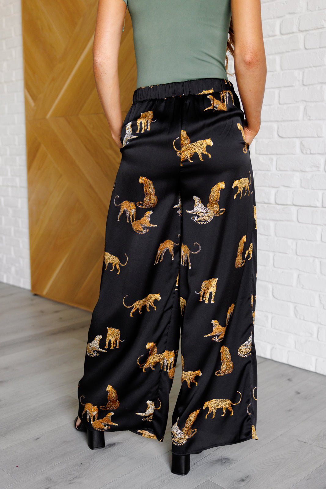 Legendary in Leopard Satin Wide Leg Pants-Bottoms-Modish Lily, Tecumseh Michigan