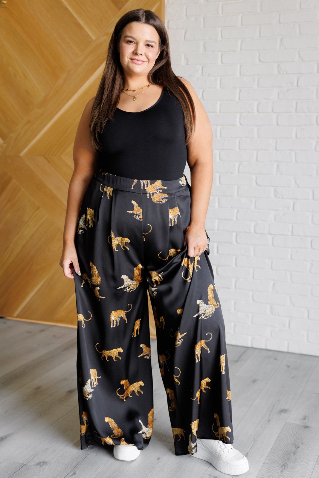 Legendary in Leopard Satin Wide Leg Pants-Bottoms-Modish Lily, Tecumseh Michigan