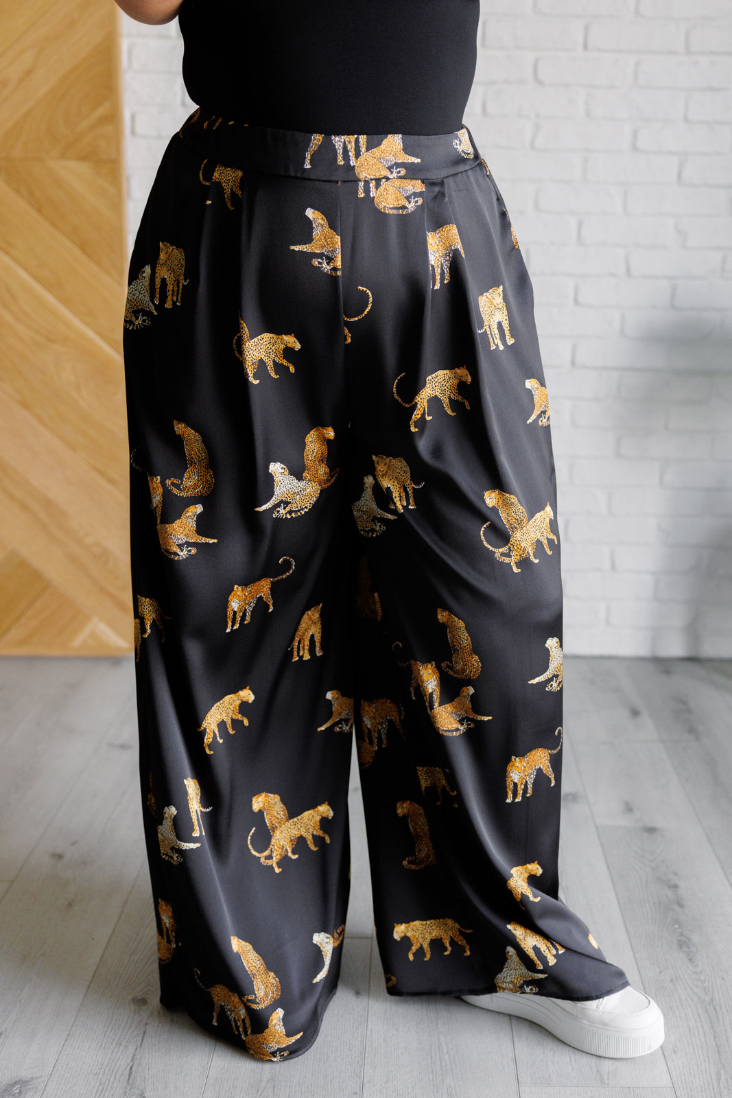 Legendary in Leopard Satin Wide Leg Pants-Bottoms-Modish Lily, Tecumseh Michigan
