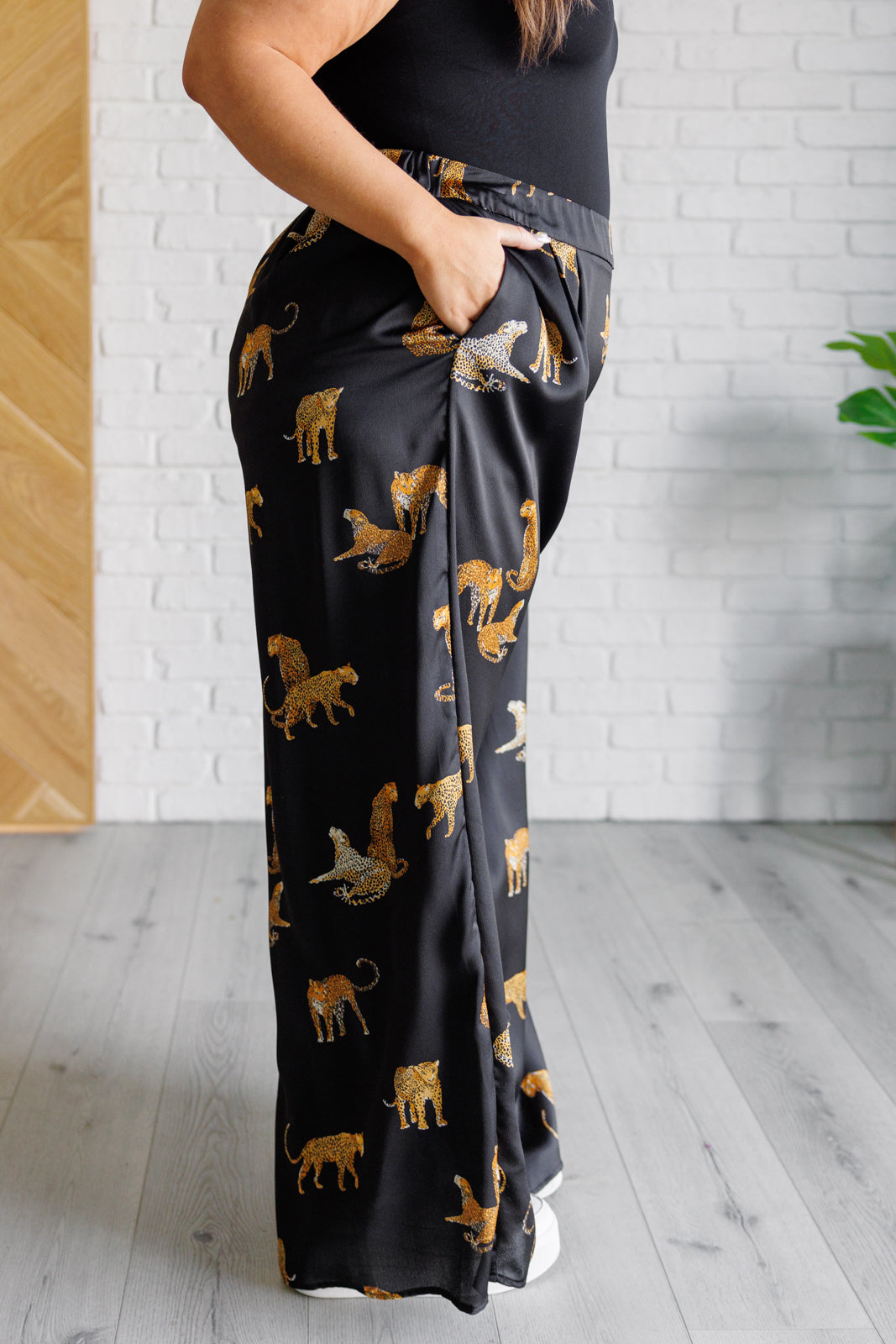 Legendary in Leopard Satin Wide Leg Pants-Bottoms-Modish Lily, Tecumseh Michigan