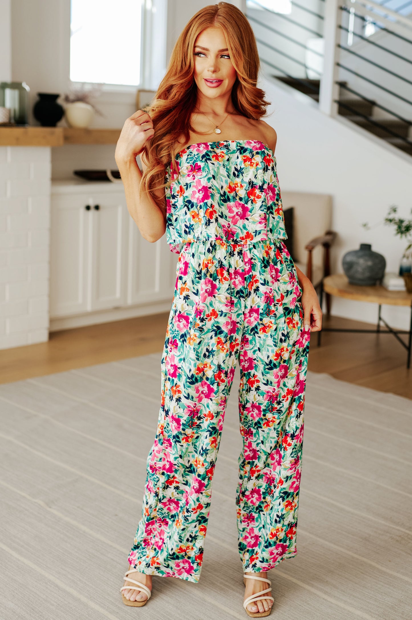 Life of the Party Floral Jumpsuit in Green-Jumpsuits & Rompers-Modish Lily, Tecumseh Michigan