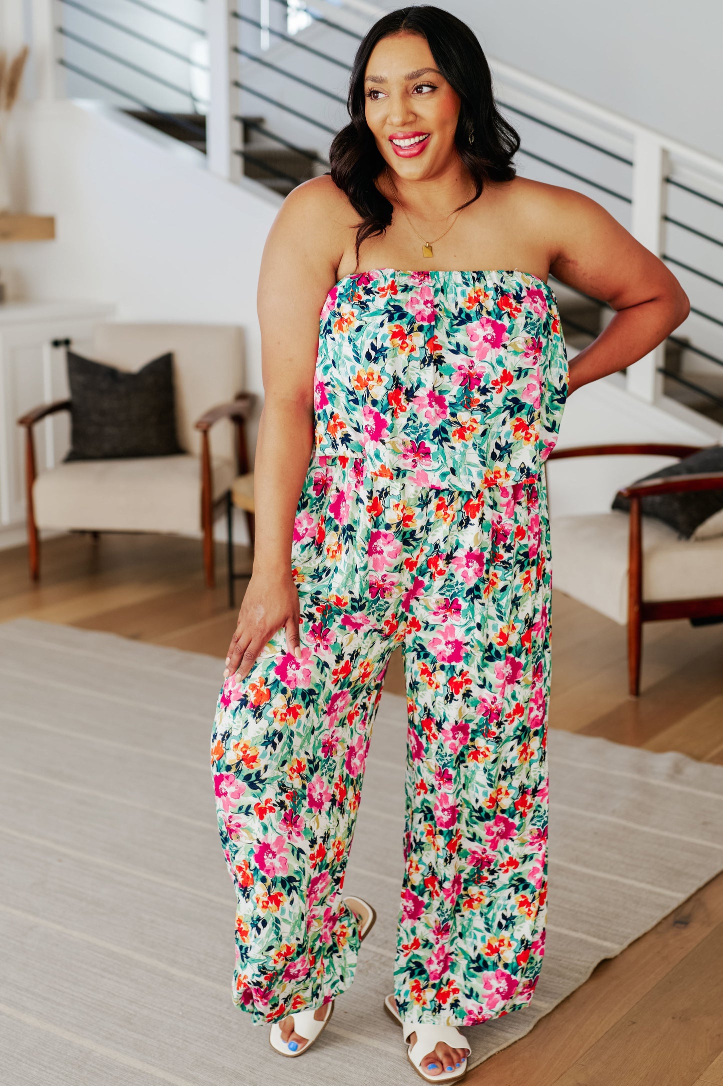 Life of the Party Floral Jumpsuit in Green-Jumpsuits & Rompers-Modish Lily, Tecumseh Michigan