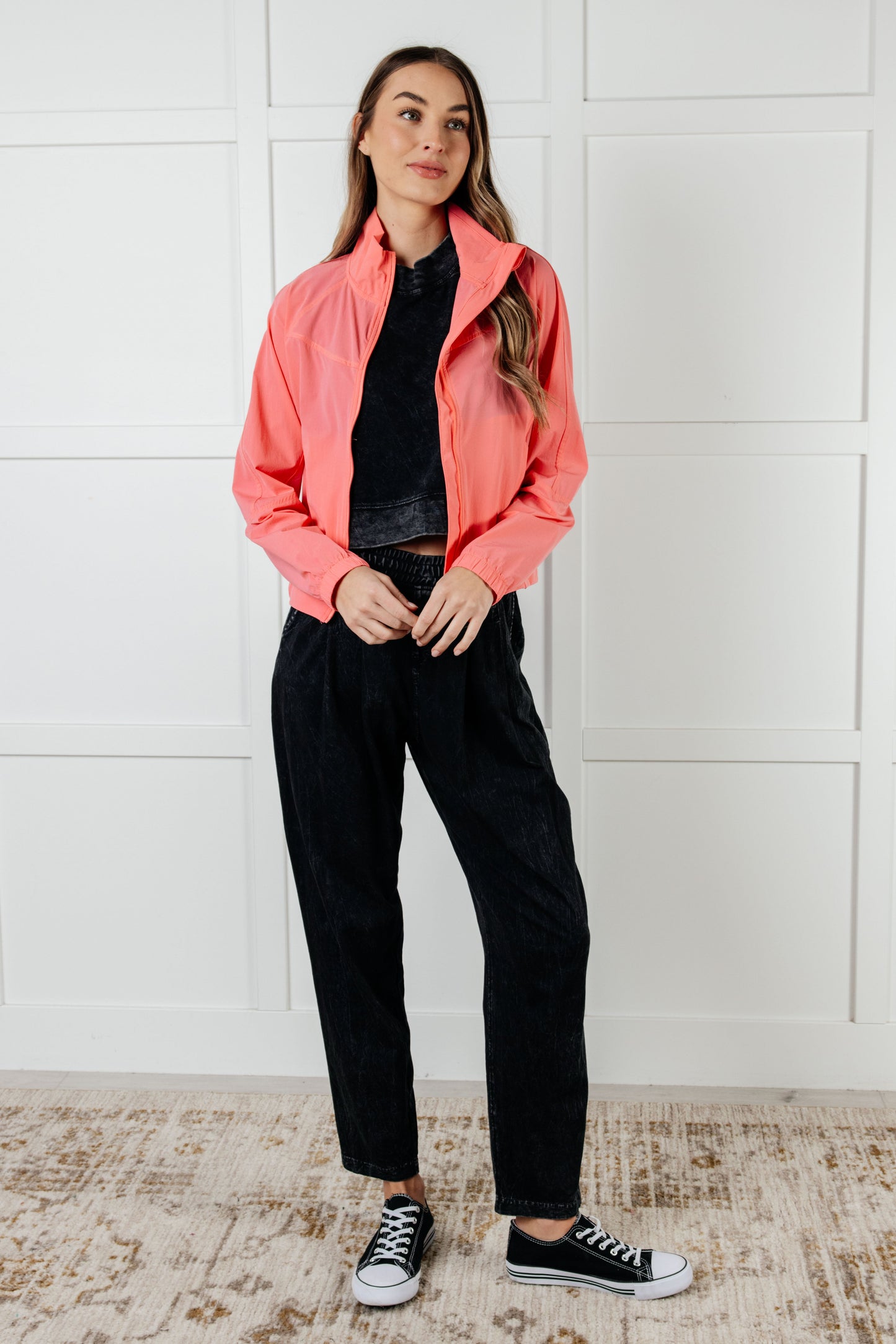 Fit Happens Nylon Tennis Jacket in Coral Rose-Layers-Modish Lily, Tecumseh Michigan
