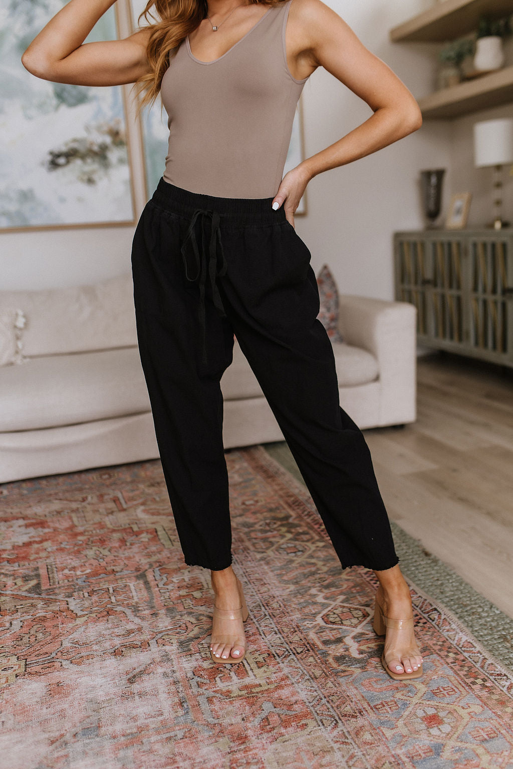 Love Me Dearly High Waisted Pants in Black-Bottoms-Modish Lily, Tecumseh Michigan