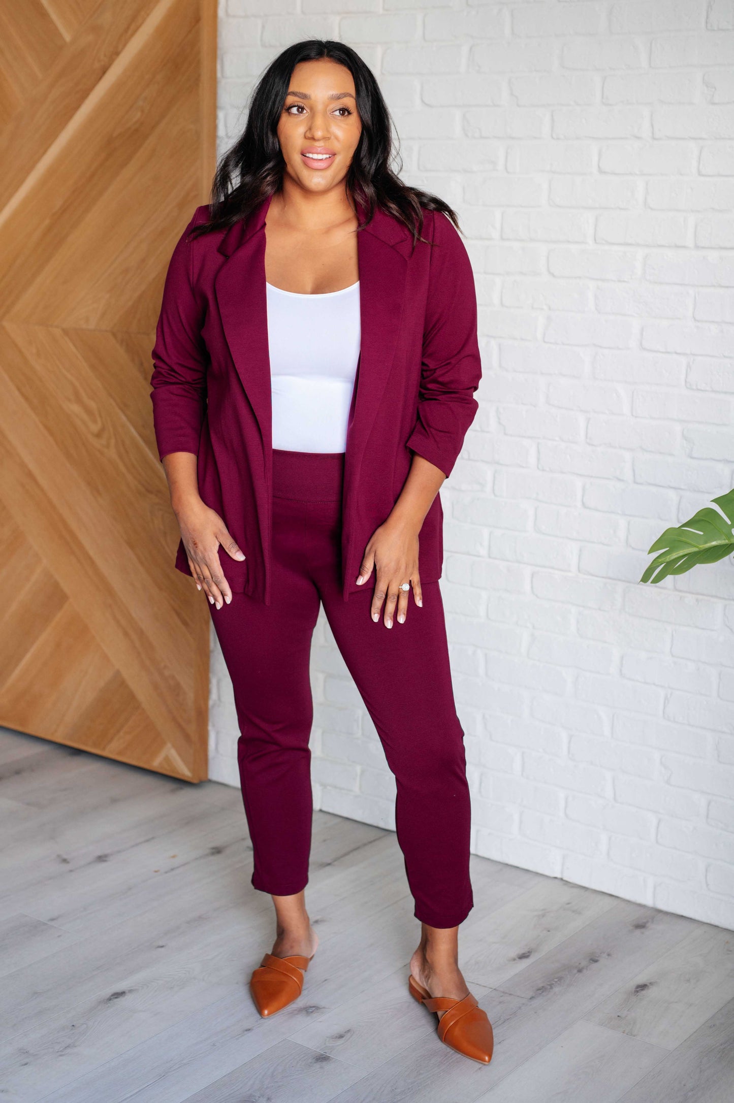 Magic Ankle Crop Skinny Pants in Wine-Bottoms-Modish Lily, Tecumseh Michigan