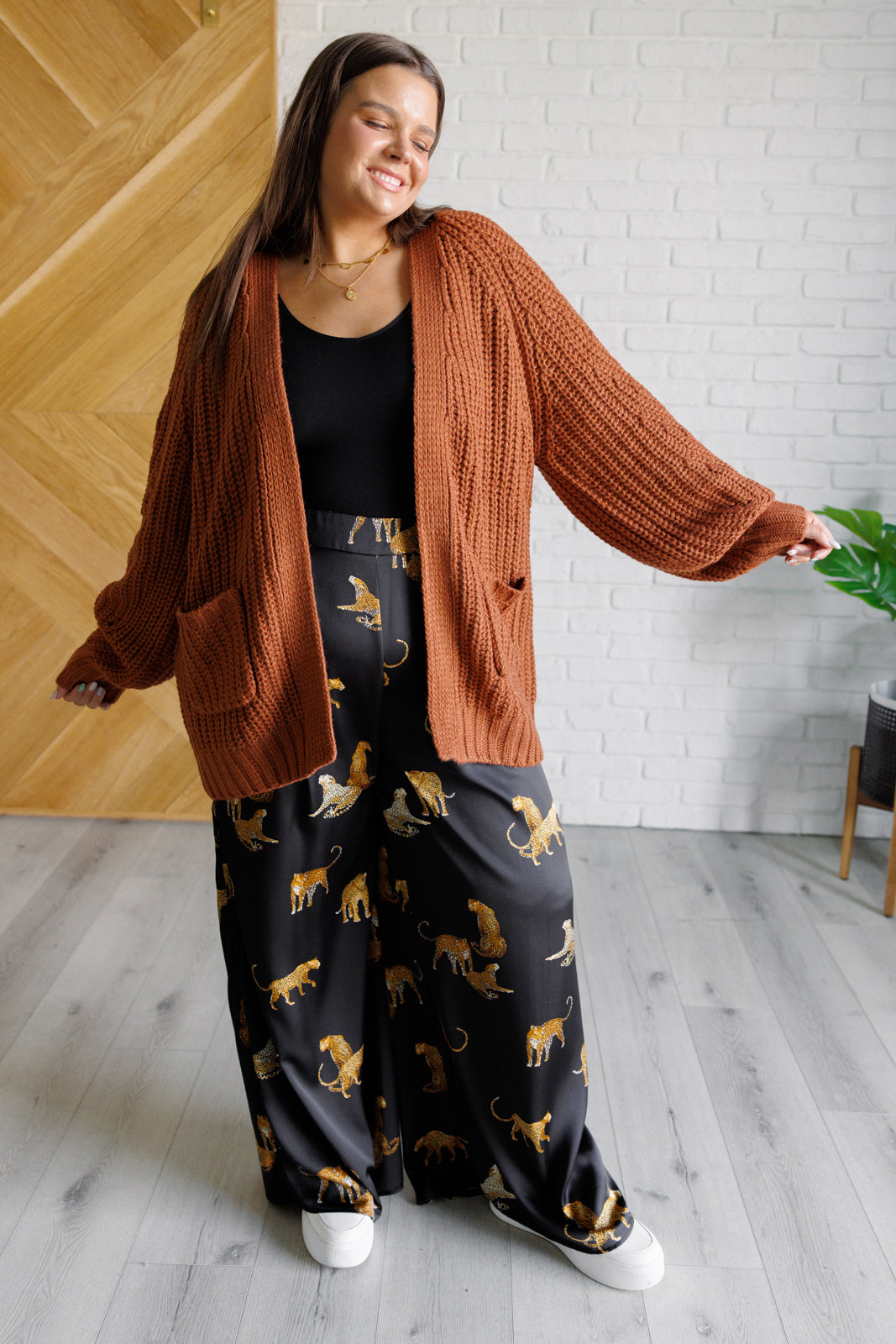 Legendary in Leopard Satin Wide Leg Pants-Bottoms-Modish Lily, Tecumseh Michigan