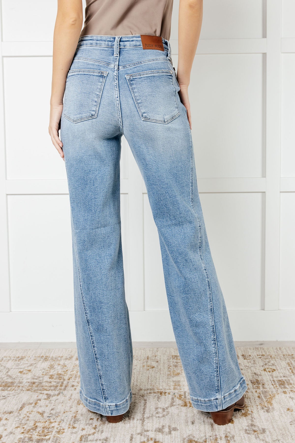 Melia High Rise Side Seam Detail Wide Leg Jeans-Womens-Modish Lily, Tecumseh Michigan