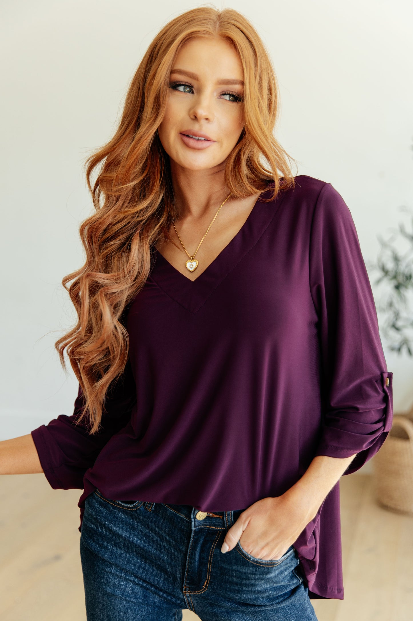 Peace and Love V-Neck Top-Womens-Modish Lily, Tecumseh Michigan