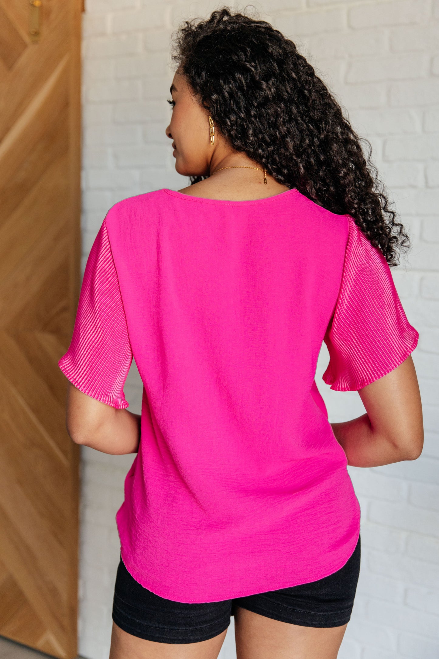 Pink and Perfect Ruffle Sleeve Top-Tops-Modish Lily, Tecumseh Michigan