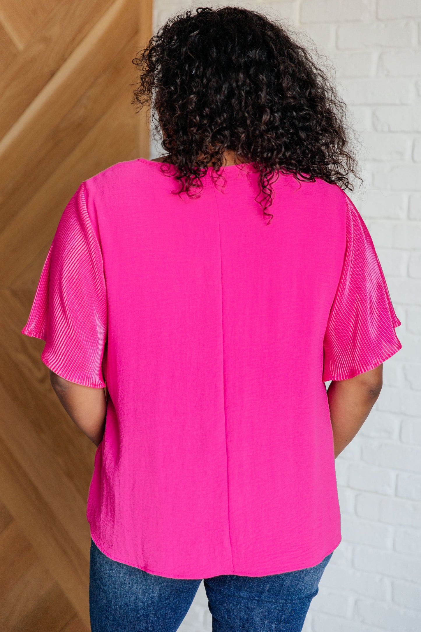 Pink and Perfect Ruffle Sleeve Top-Tops-Modish Lily, Tecumseh Michigan
