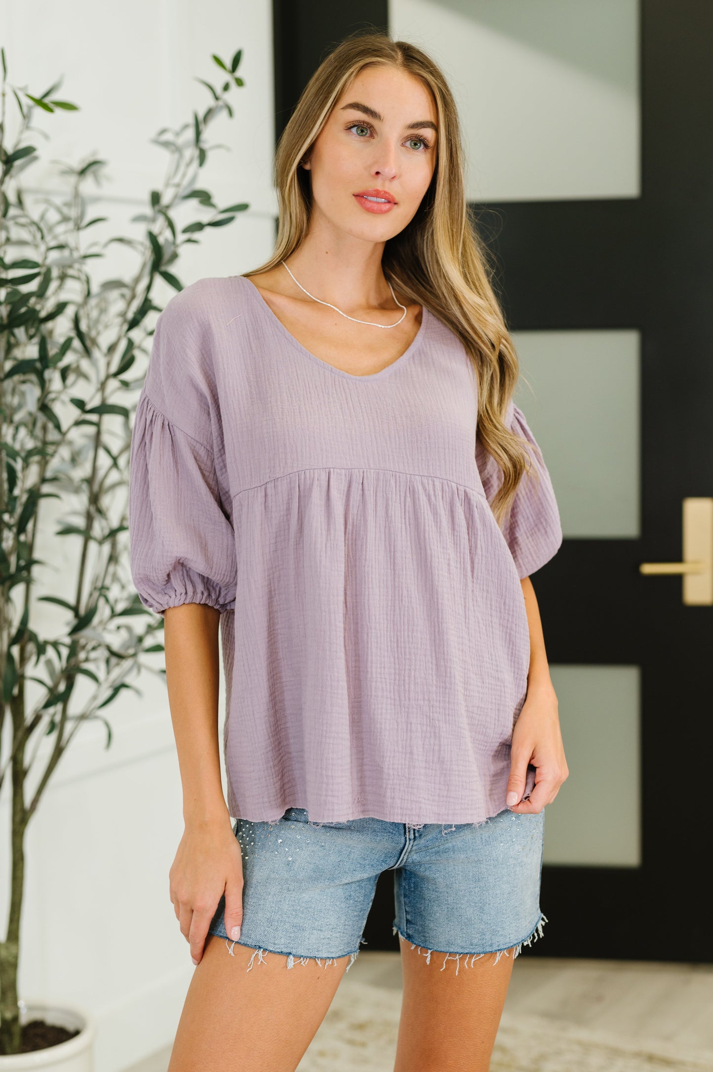 Pleasantly Perfect Bubble Sleeve Peasant Blouse-Blouses-Modish Lily, Tecumseh Michigan