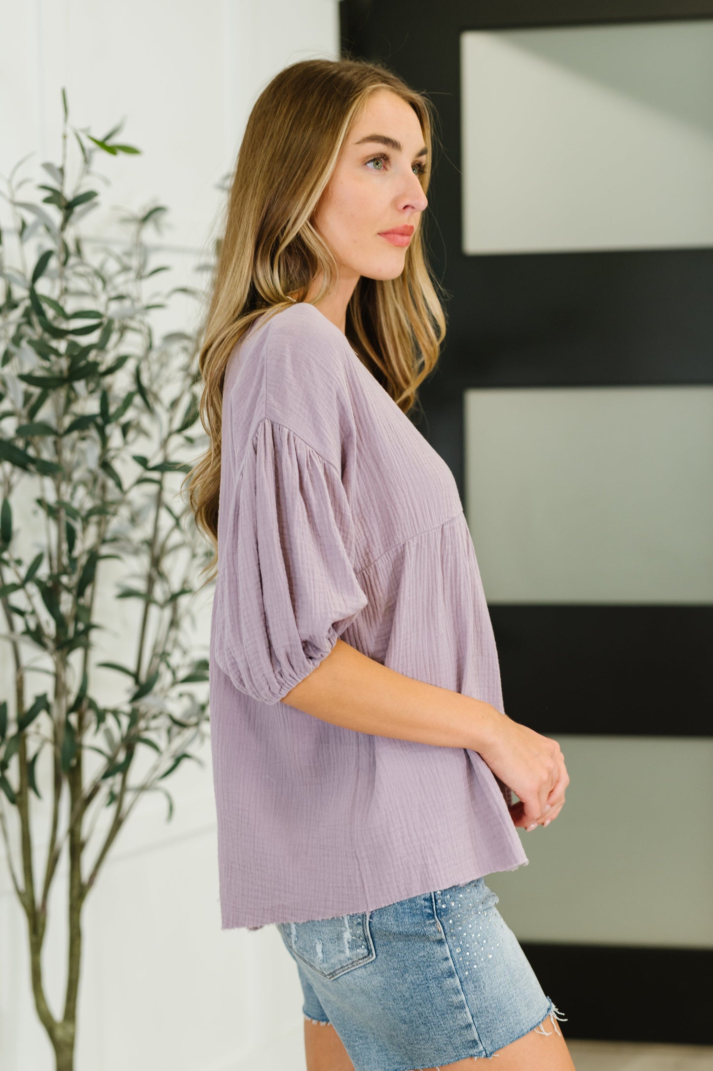 Pleasantly Perfect Bubble Sleeve Peasant Blouse-Blouses-Modish Lily, Tecumseh Michigan