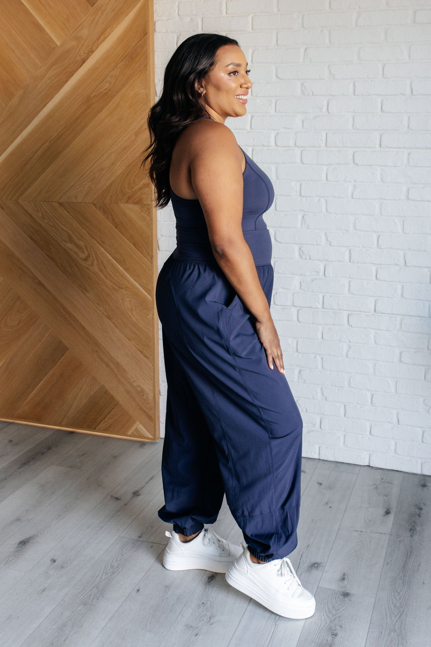Raising Heart Rate Cut Out Jumpsuit in Navy-Athleisure-Modish Lily, Tecumseh Michigan