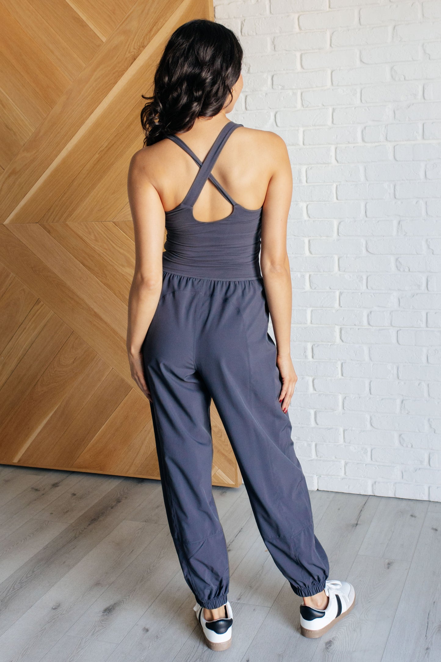 Raising Heart Rate Cutout Jumpsuit in Charcoal-Athleisure-Modish Lily, Tecumseh Michigan