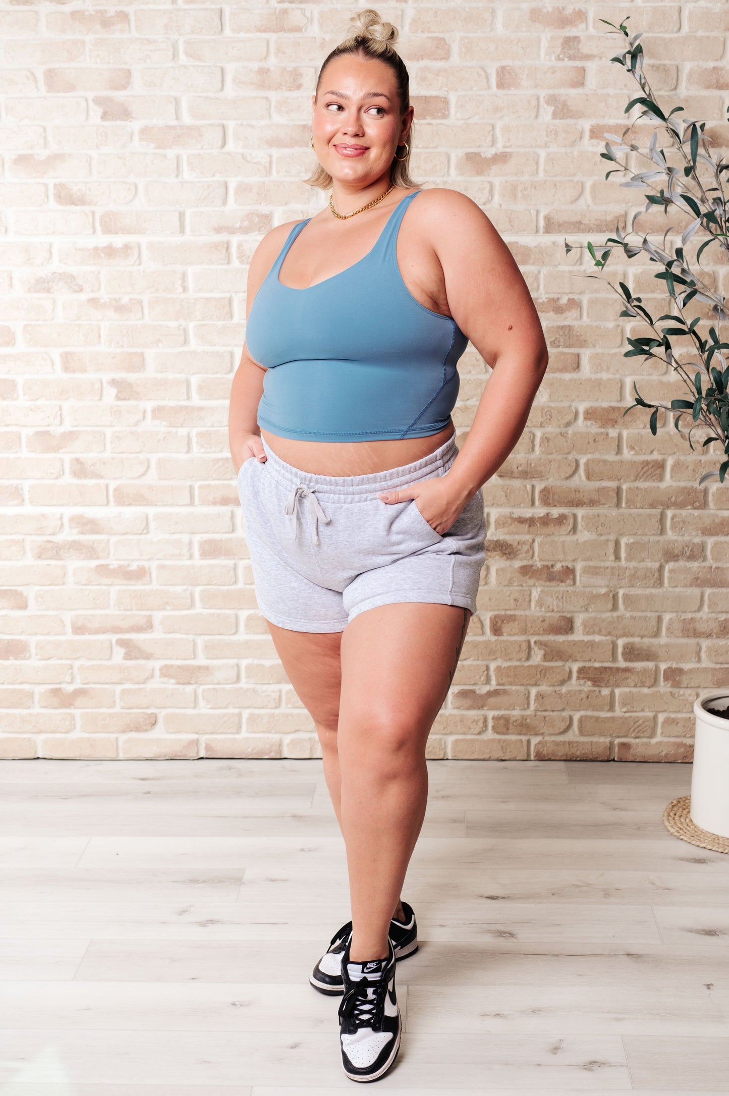 Rhythm and Rhyme Tank in Dusty Blue-Athleisure-Modish Lily, Tecumseh Michigan