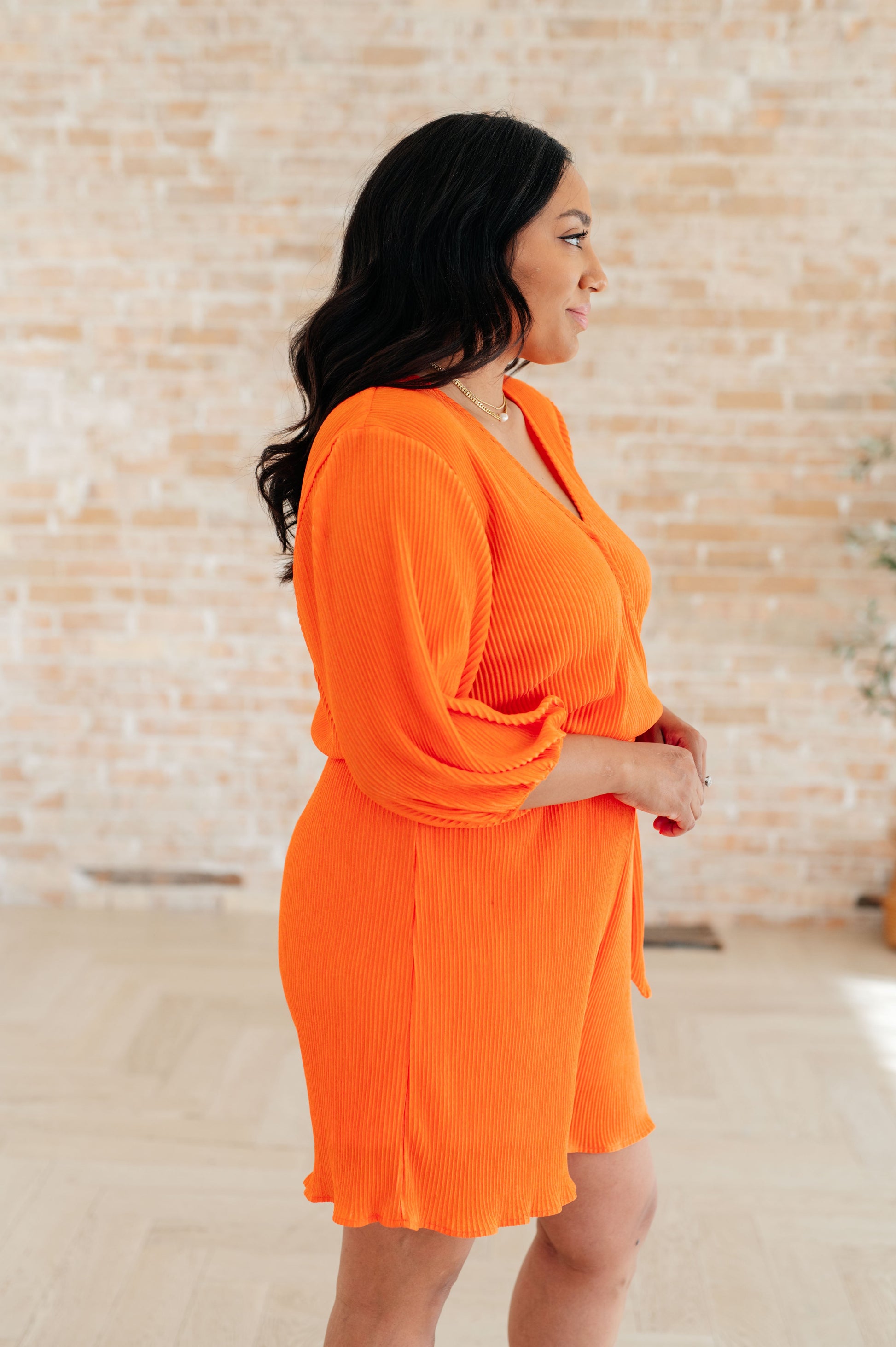 Roll With me Romper in Tangerine-Jumpsuits & Rompers-Modish Lily, Tecumseh Michigan