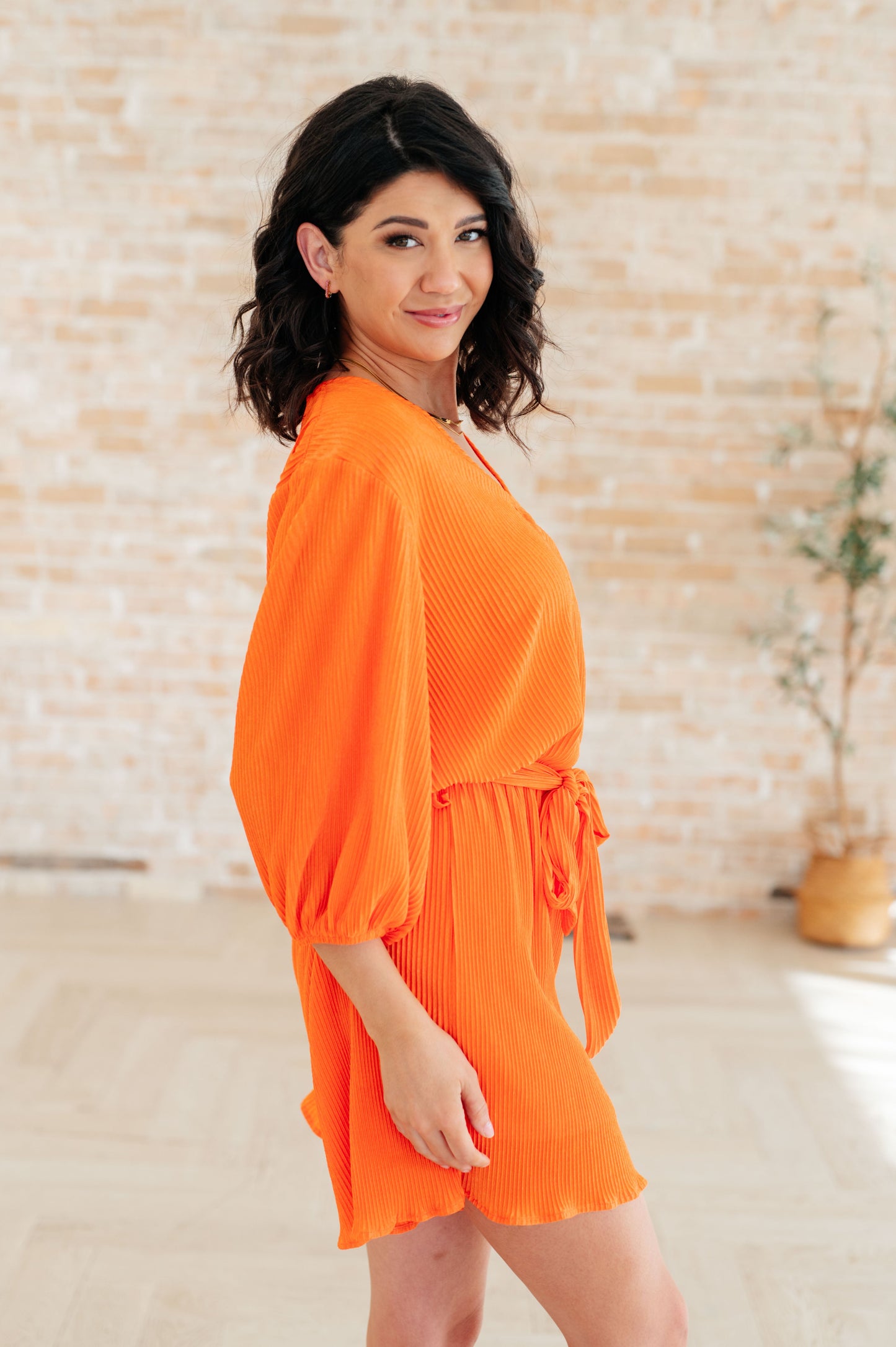 Roll With me Romper in Tangerine-Jumpsuits & Rompers-Modish Lily, Tecumseh Michigan