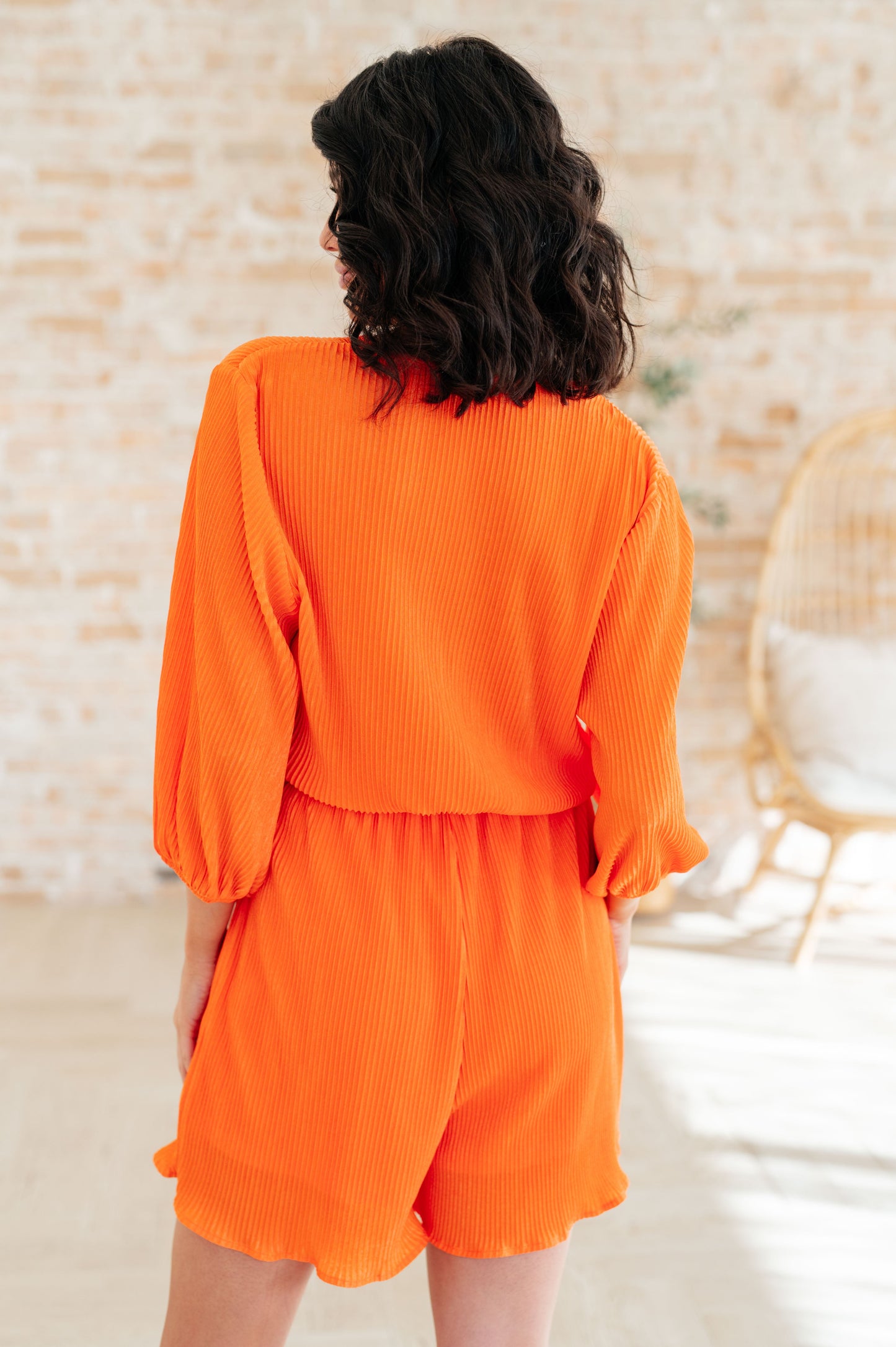 Roll With me Romper in Tangerine-Jumpsuits & Rompers-Modish Lily, Tecumseh Michigan