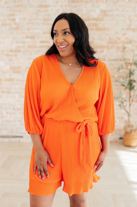Roll With me Romper in Tangerine-Jumpsuits & Rompers-Modish Lily, Tecumseh Michigan