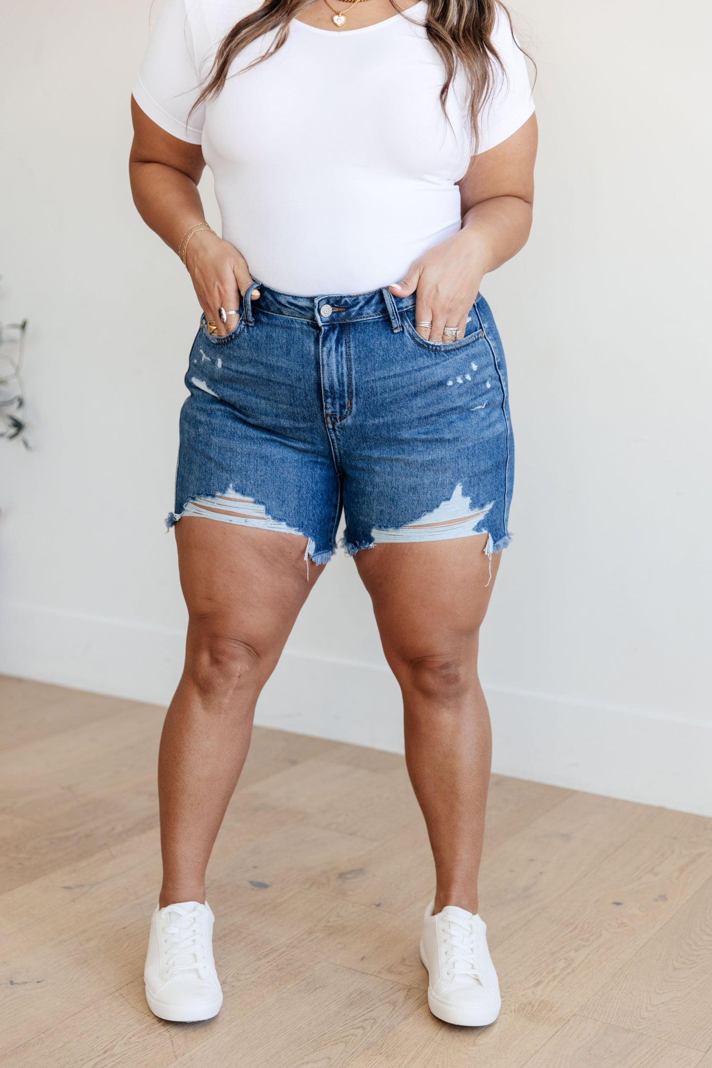 Samantha High Rise Rigid Magic Distressed Cutoff Shorts-Womens-Modish Lily, Tecumseh Michigan