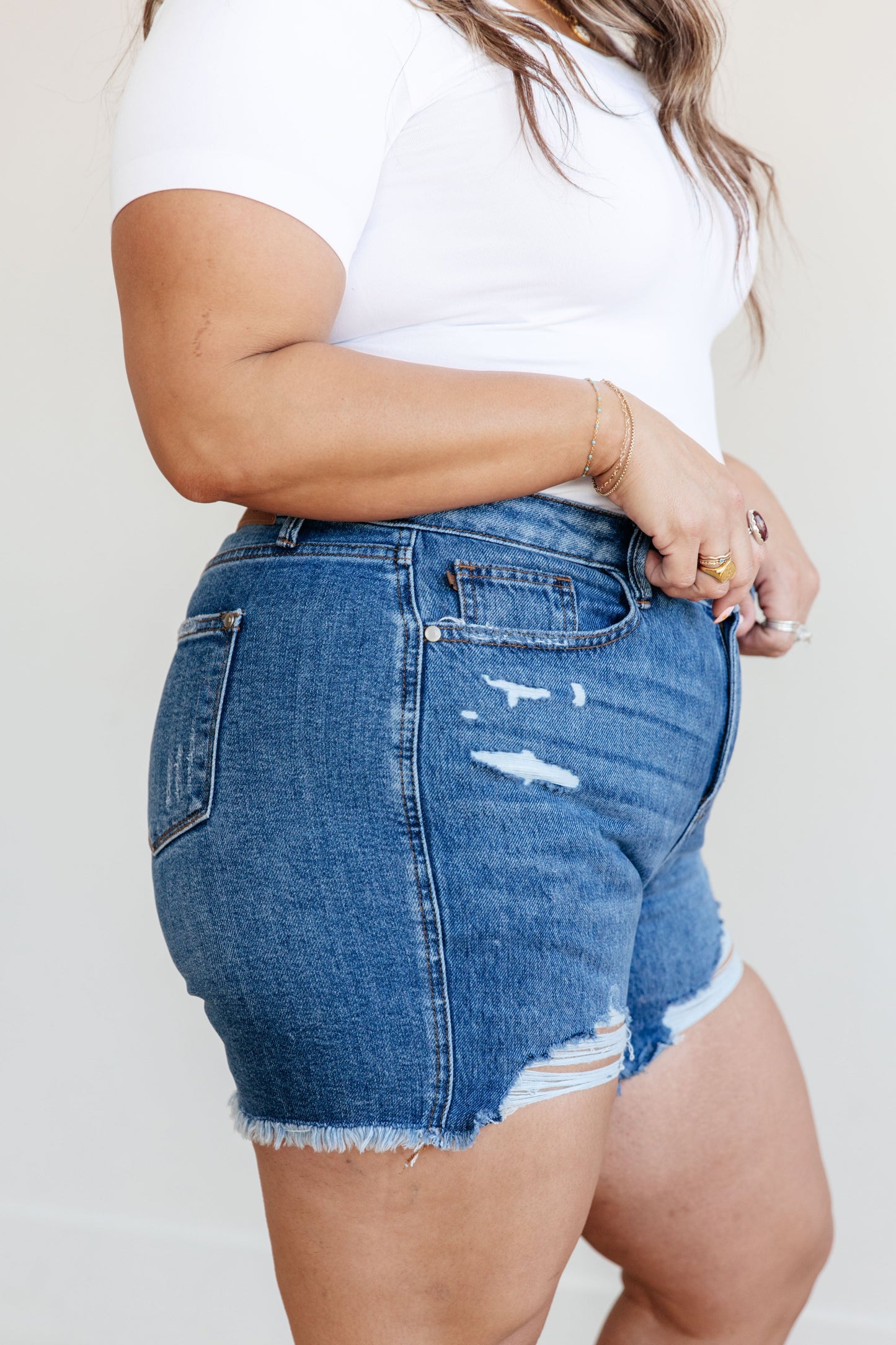 Samantha High Rise Rigid Magic Distressed Cutoff Shorts-Womens-Modish Lily, Tecumseh Michigan
