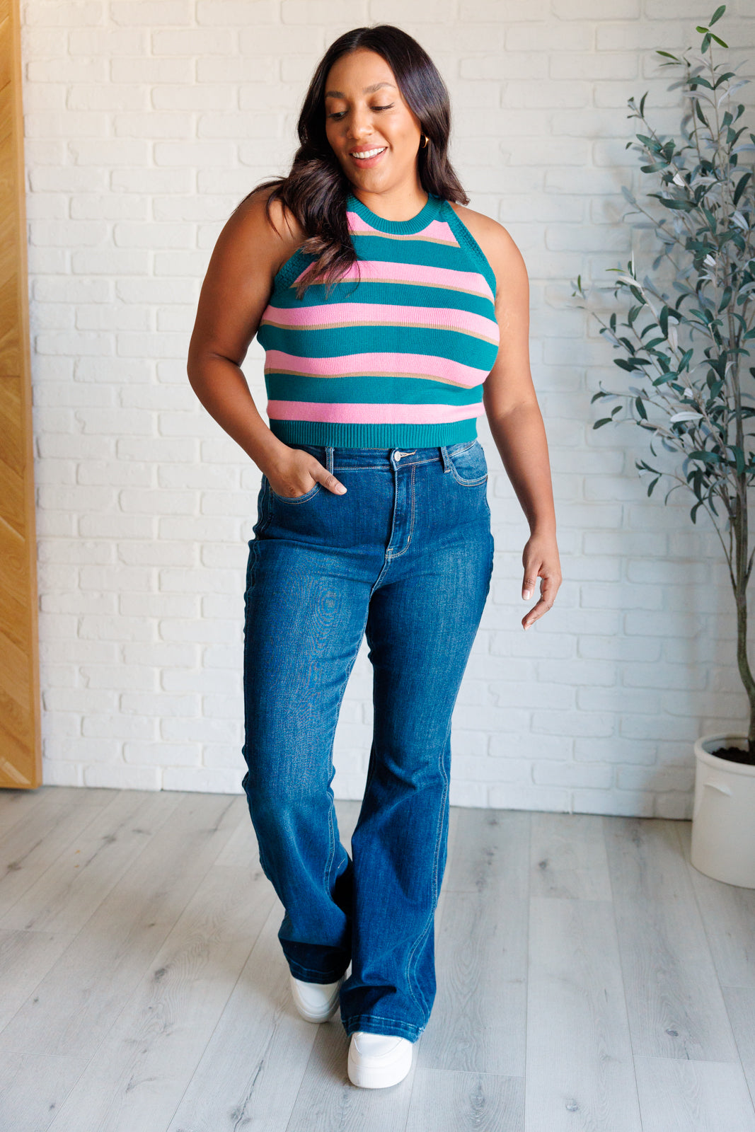 Scholarly Pursuits Knit Striped Tank-Tops-Modish Lily, Tecumseh Michigan
