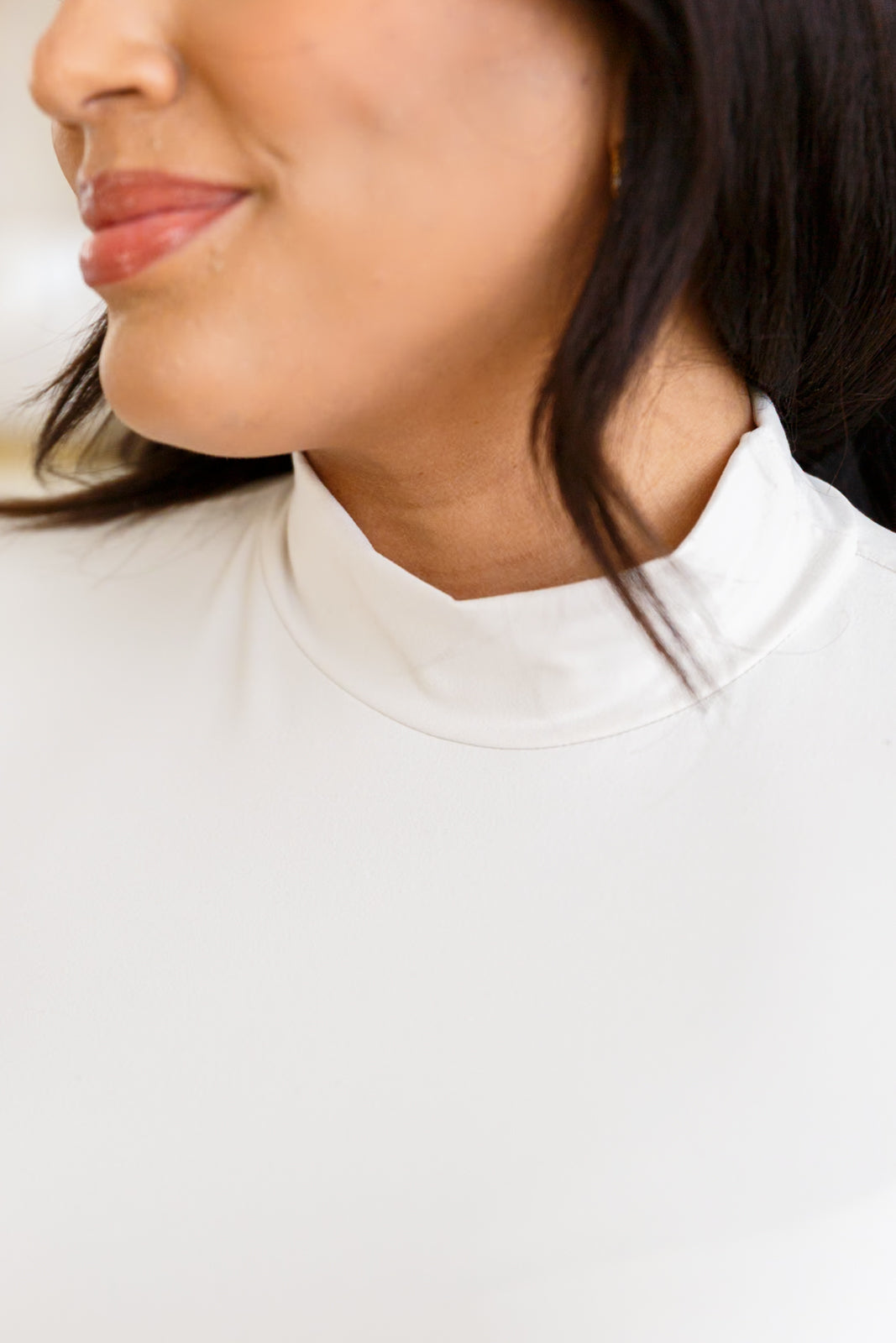 Simple Situation Mock Neck Bodysuit in White Pearl-Womens-Modish Lily, Tecumseh Michigan