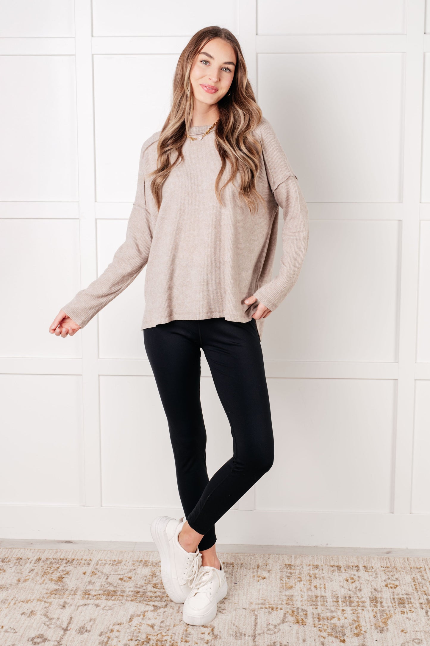 Simply Basic Ribbed Hacci Sweater in H Mocha-Tops-Modish Lily, Tecumseh Michigan