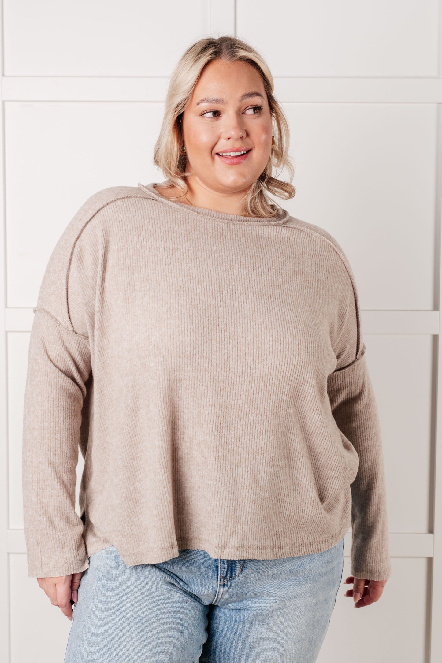 Simply Basic Ribbed Hacci Sweater in H Mocha-Tops-Modish Lily, Tecumseh Michigan