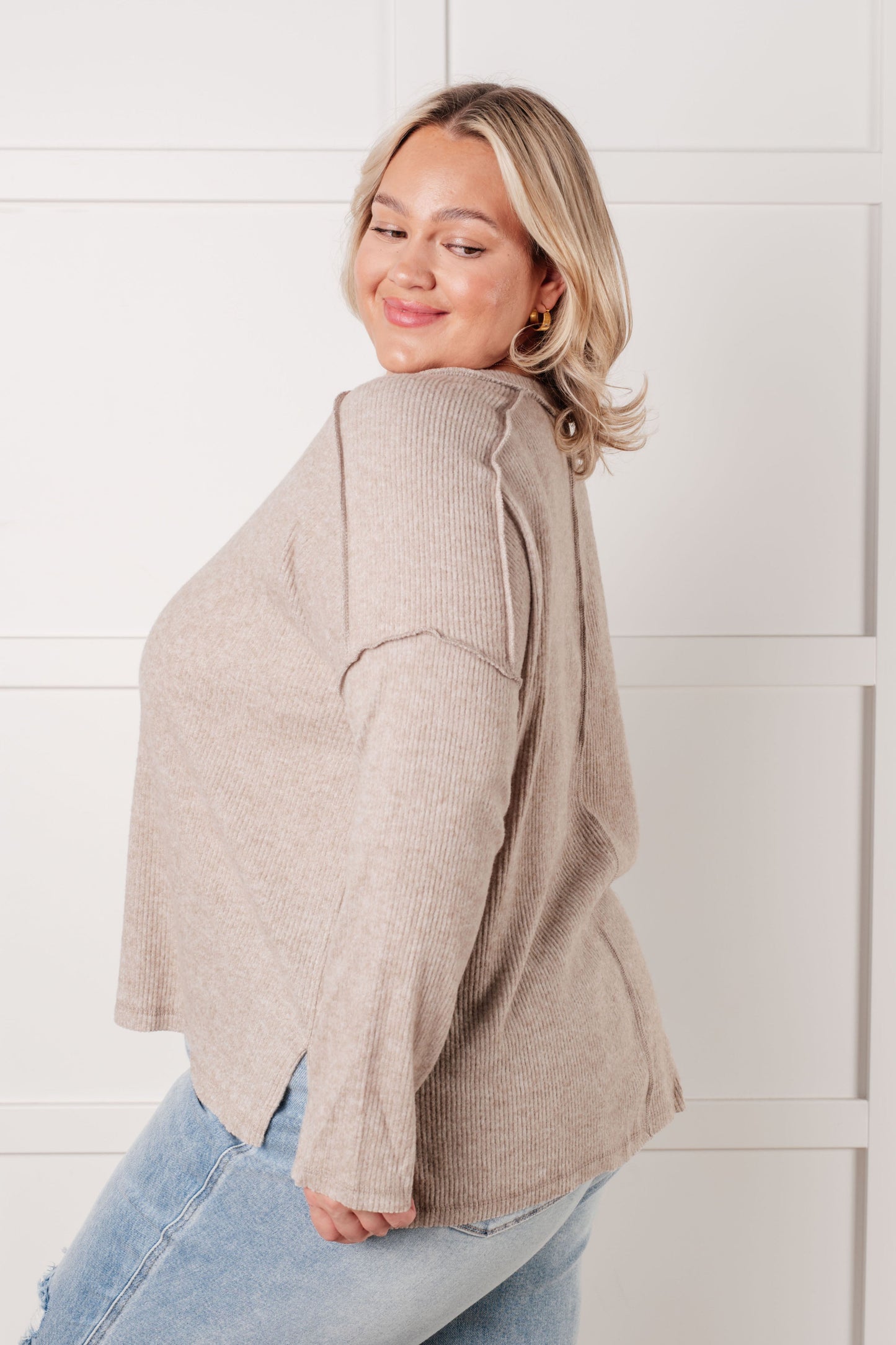 Simply Basic Ribbed Hacci Sweater in H Mocha-Tops-Modish Lily, Tecumseh Michigan