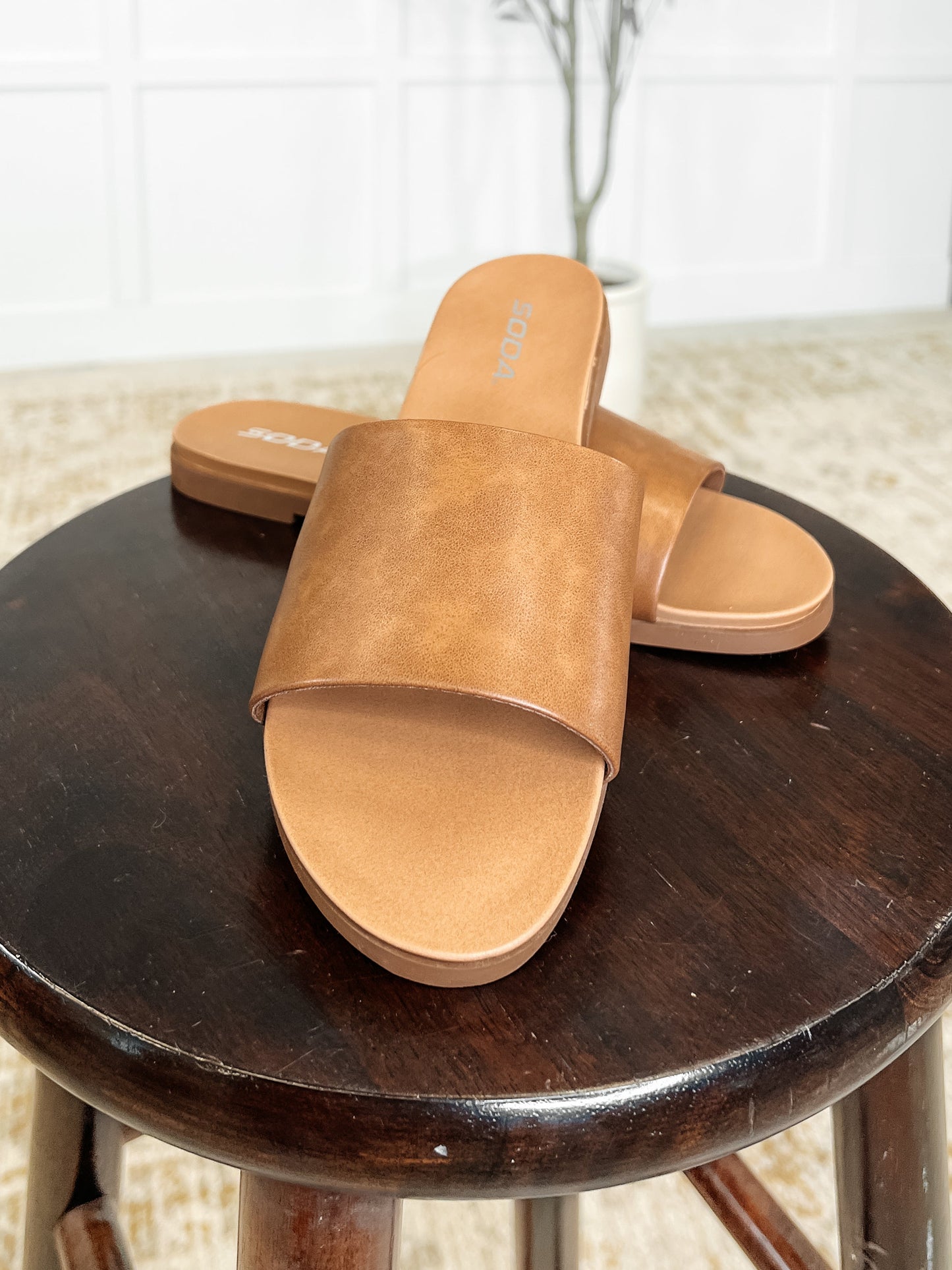 Sole Mate Slip on Sandals in Tan-Womens-Modish Lily, Tecumseh Michigan
