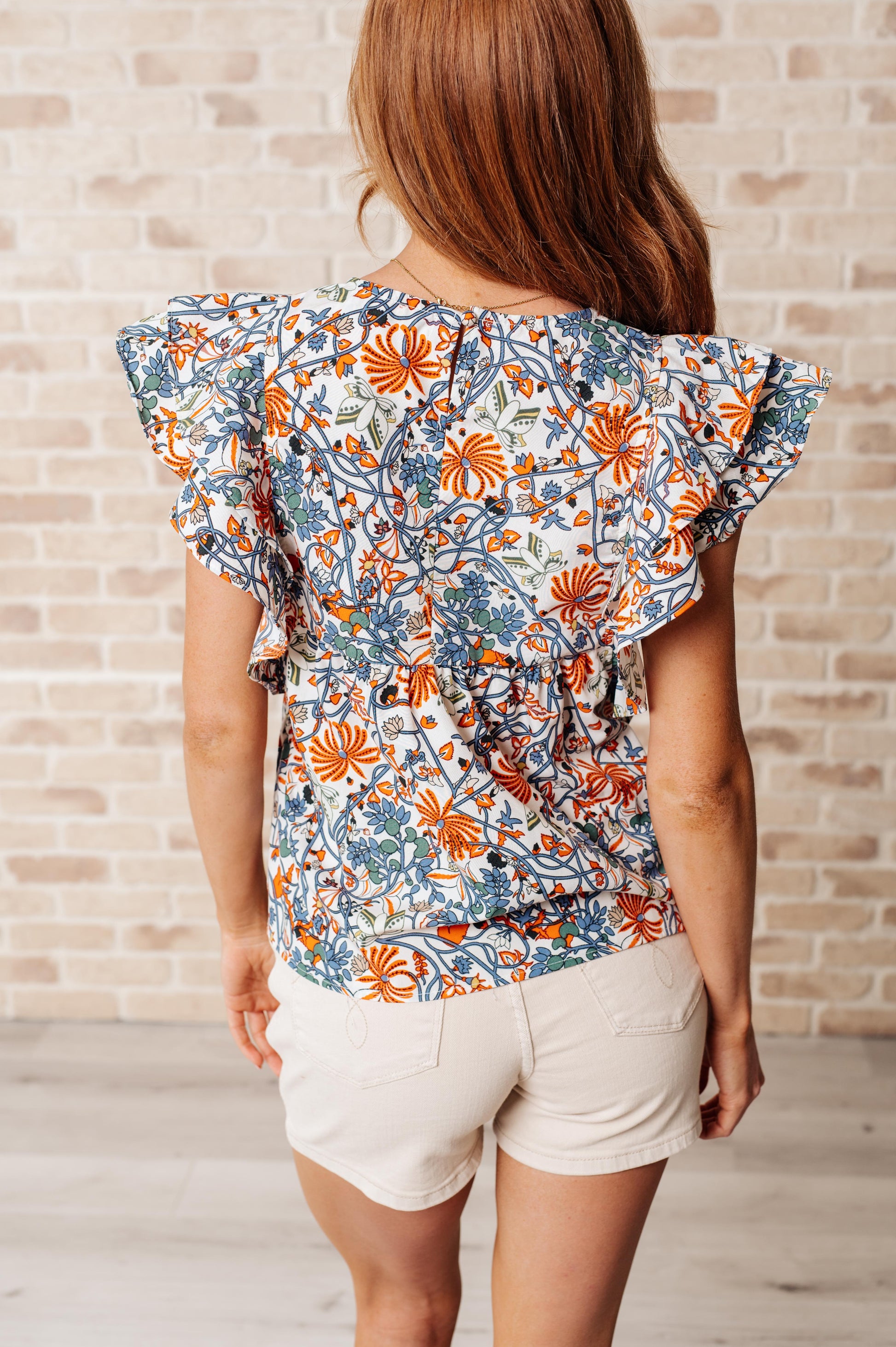 Something Peaceful Flutter Sleeve Blouse-Tops-Modish Lily, Tecumseh Michigan