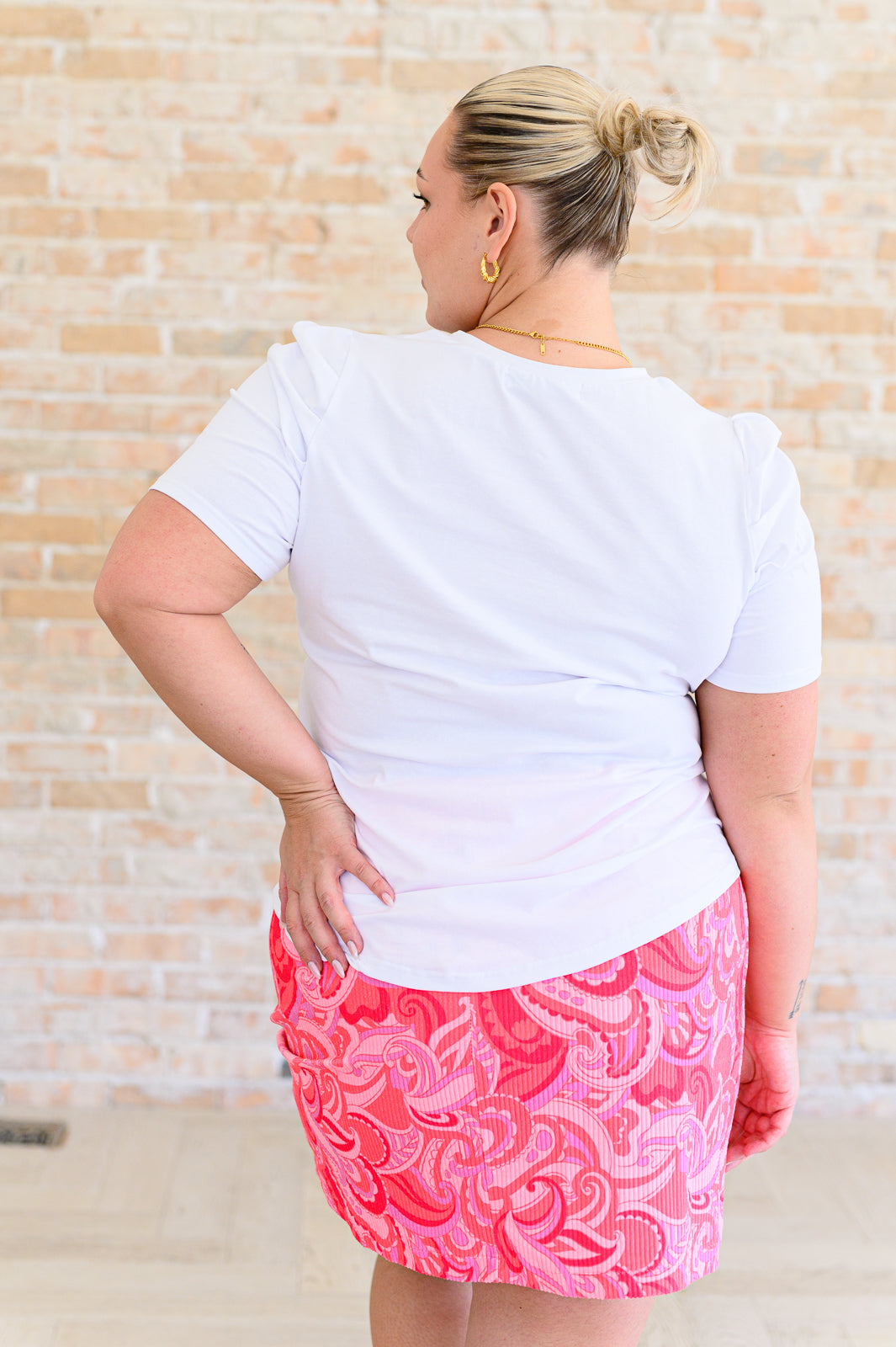 Strong Enough Puff Sleeve Tee In White-Tops-Modish Lily, Tecumseh Michigan