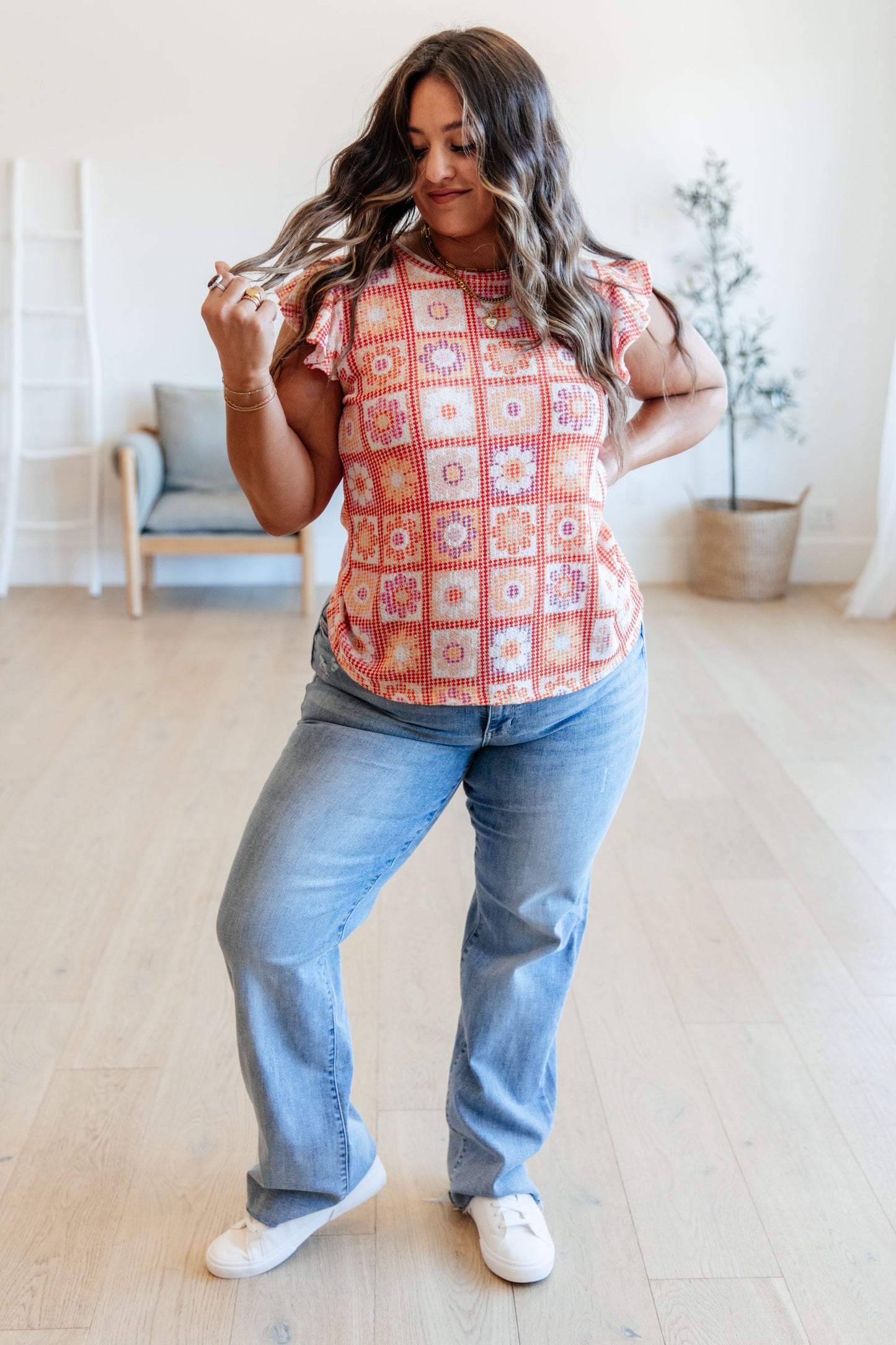 Supermarket Flowers Flutter Sleeve Top-Womens-Modish Lily, Tecumseh Michigan