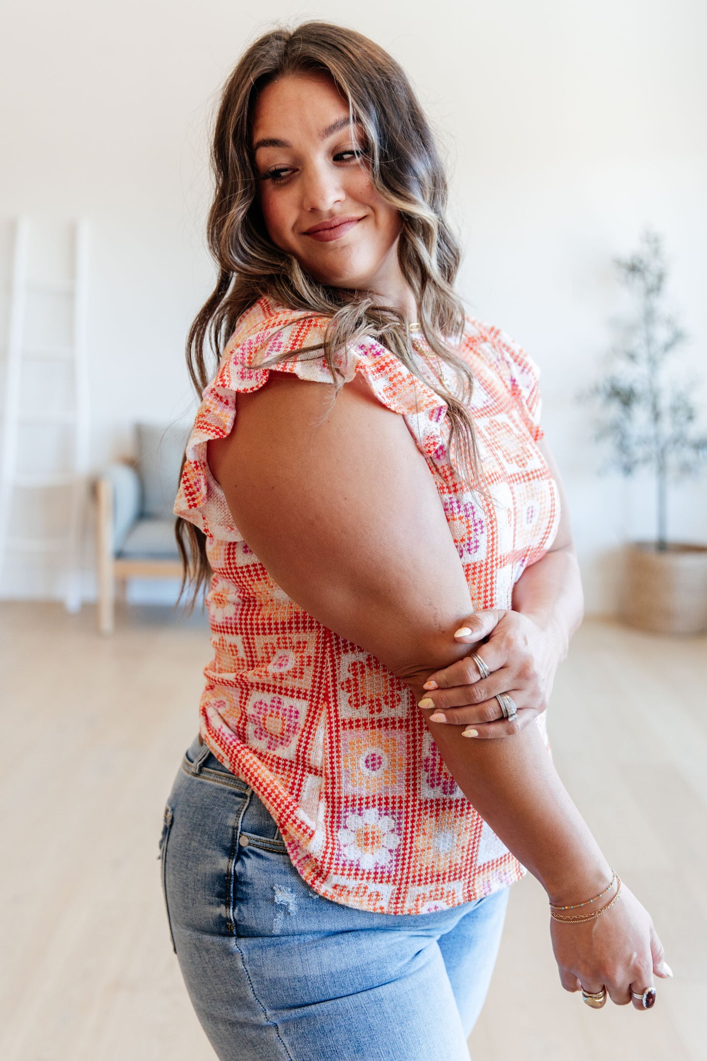 Supermarket Flowers Flutter Sleeve Top-Womens-Modish Lily, Tecumseh Michigan