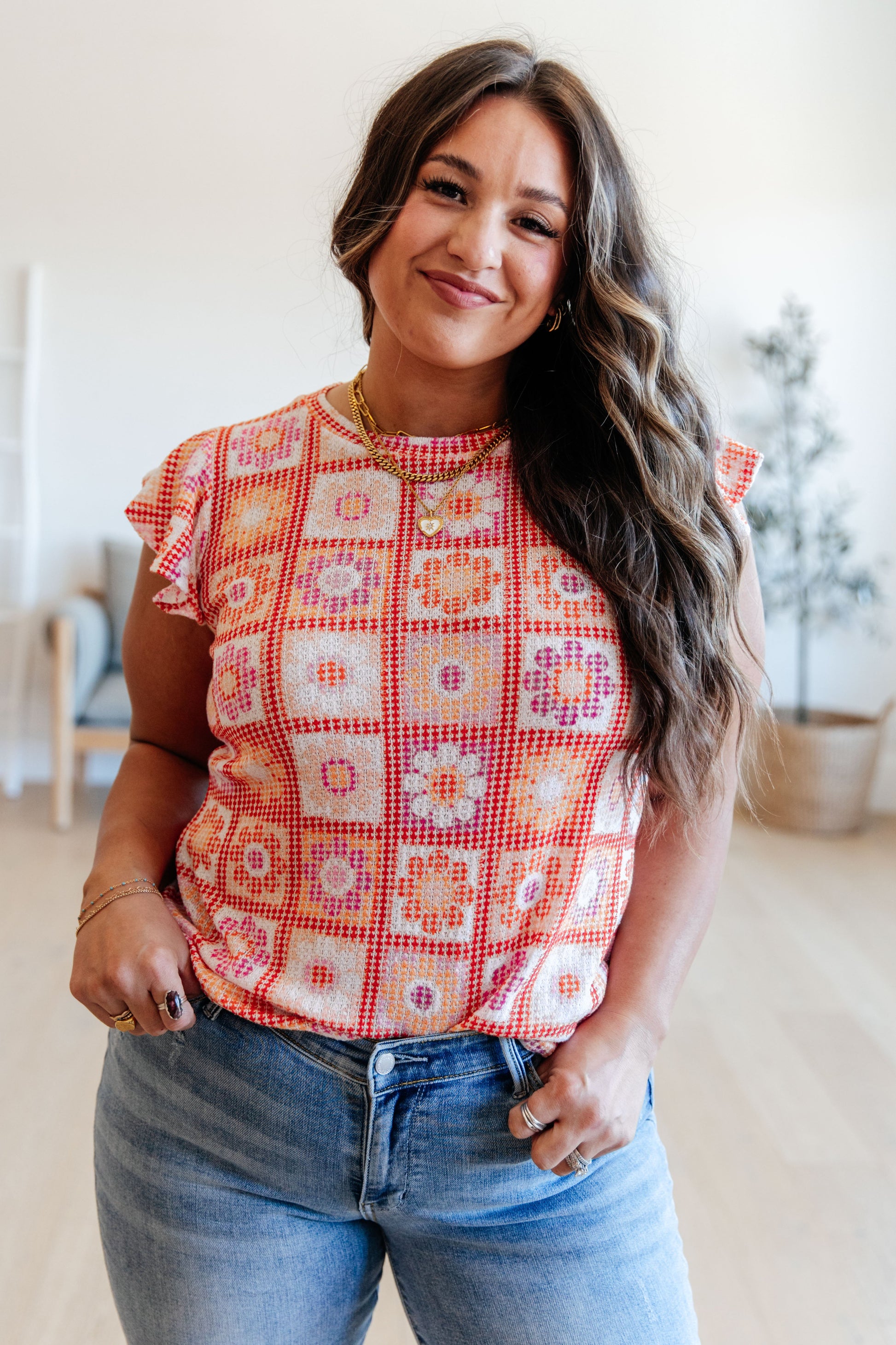 Supermarket Flowers Flutter Sleeve Top-Womens-Modish Lily, Tecumseh Michigan