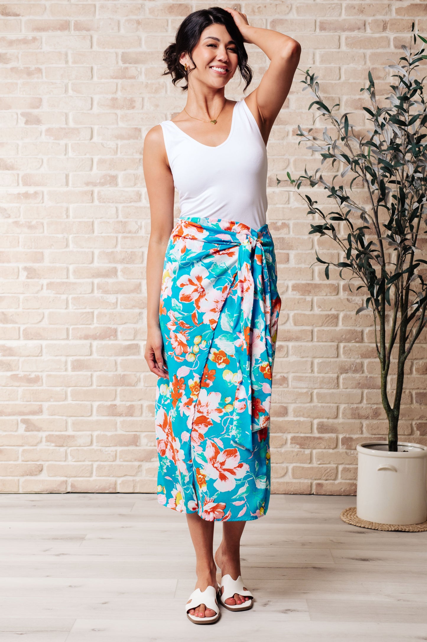 Take Me Outside Wrap Around Skirt in Blue-Skirts-Modish Lily, Tecumseh Michigan