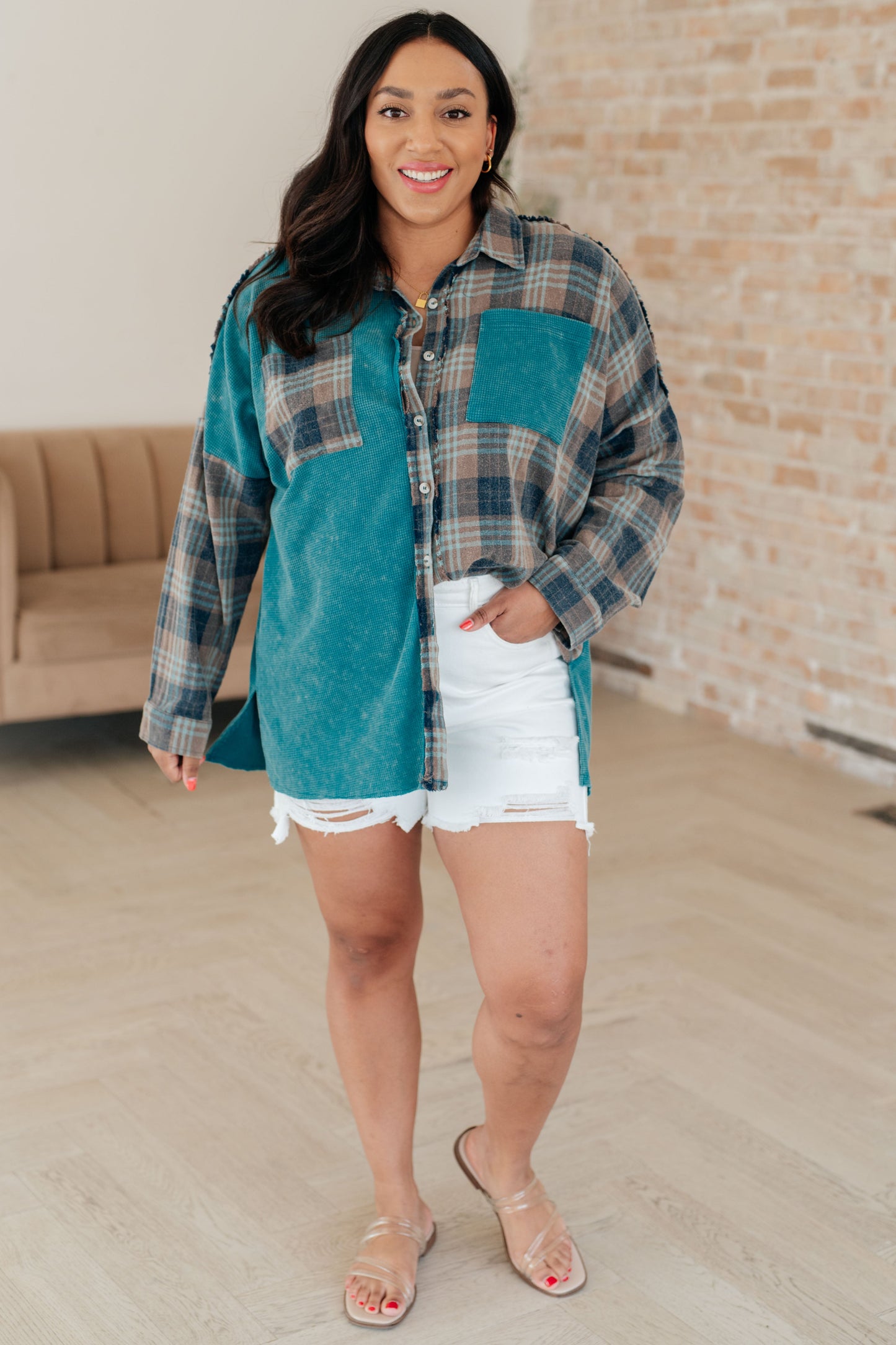 Tied for Time Thermal Plaid Button Up-Womens-Modish Lily, Tecumseh Michigan