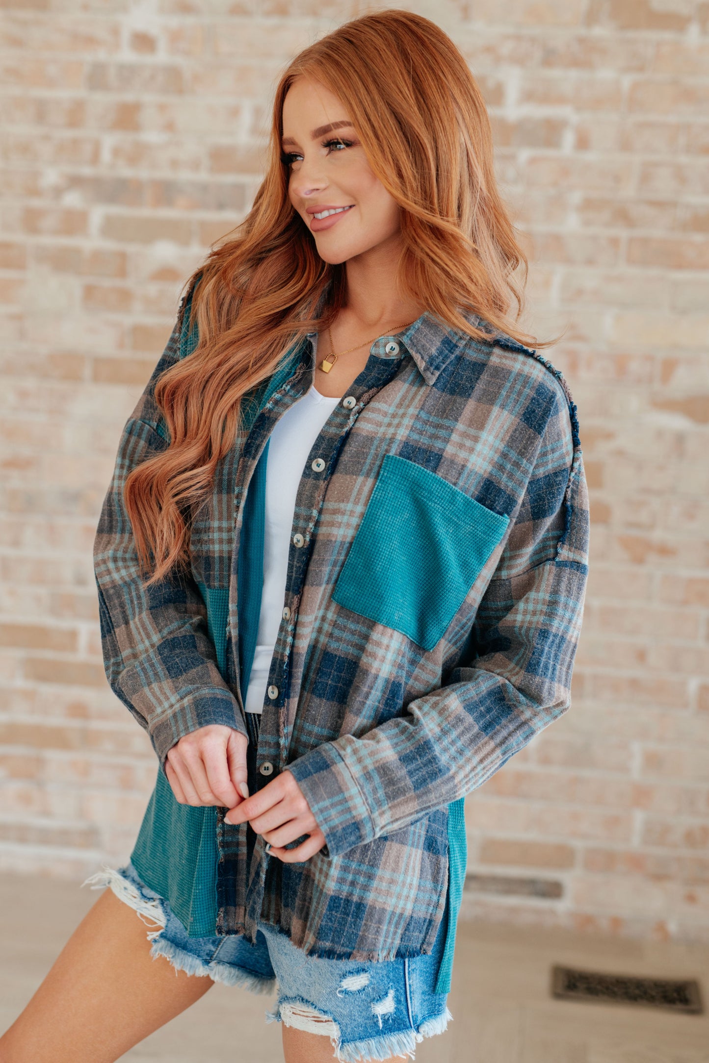 Tied for Time Thermal Plaid Button Up-Womens-Modish Lily, Tecumseh Michigan