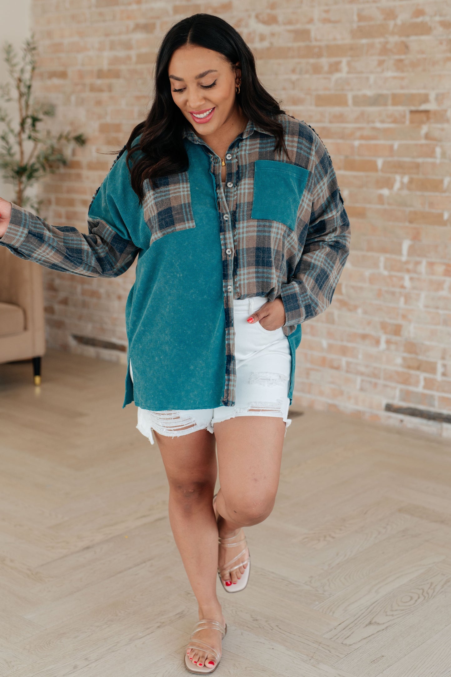 Tied for Time Thermal Plaid Button Up-Womens-Modish Lily, Tecumseh Michigan