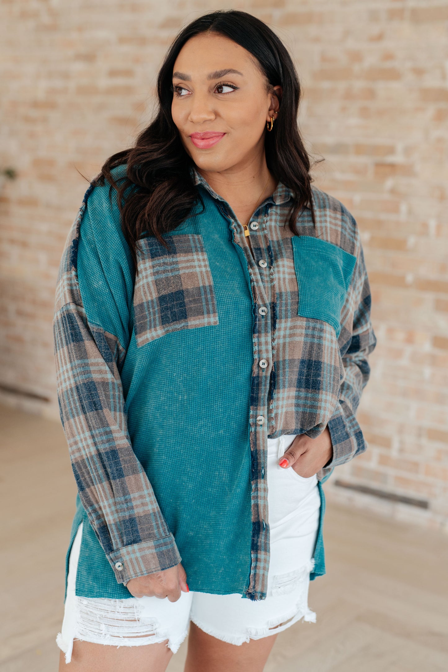 Tied for Time Thermal Plaid Button Up-Womens-Modish Lily, Tecumseh Michigan