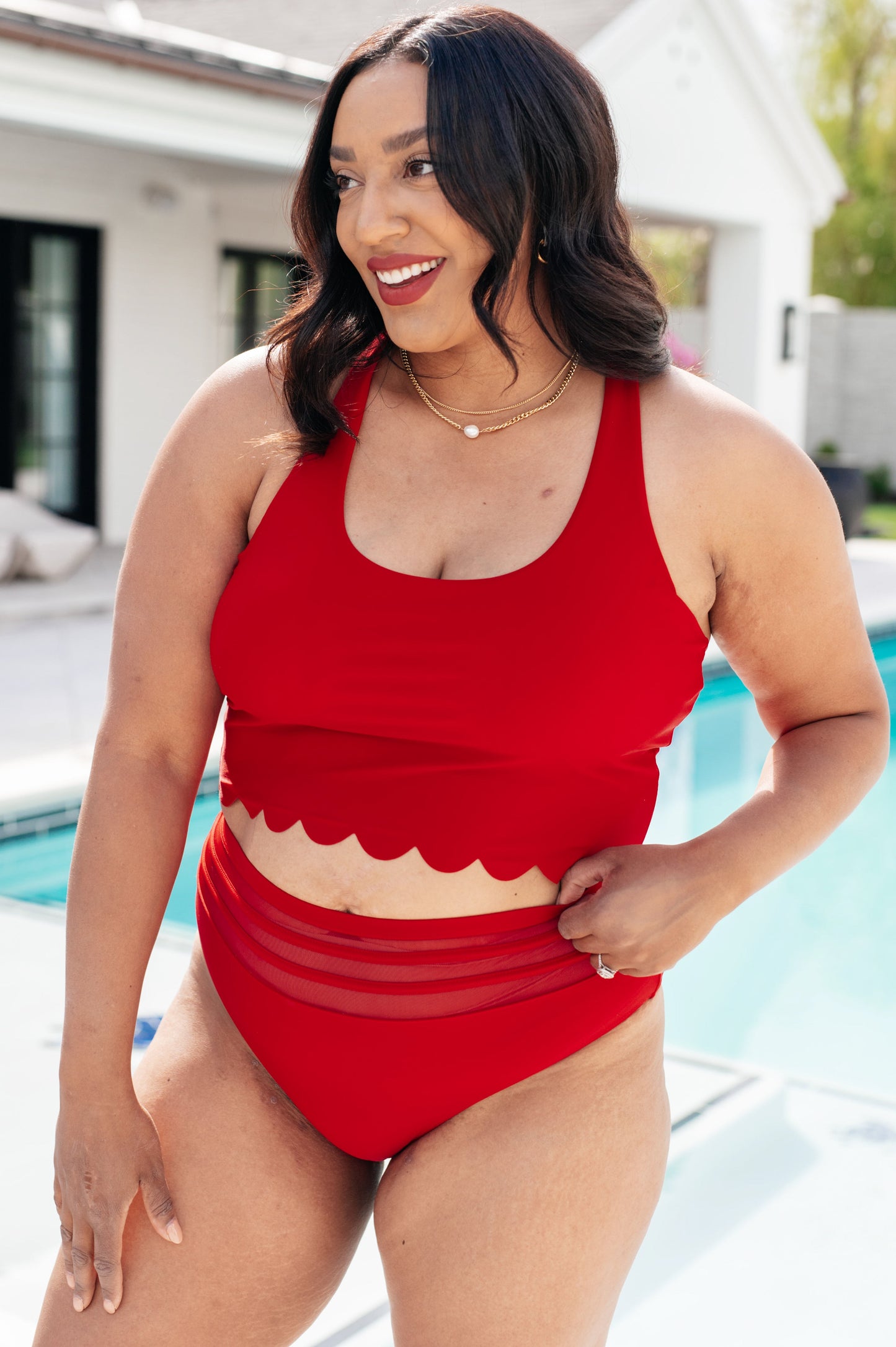 Tonga Scalloped Swim Top-Swimwear-Modish Lily, Tecumseh Michigan