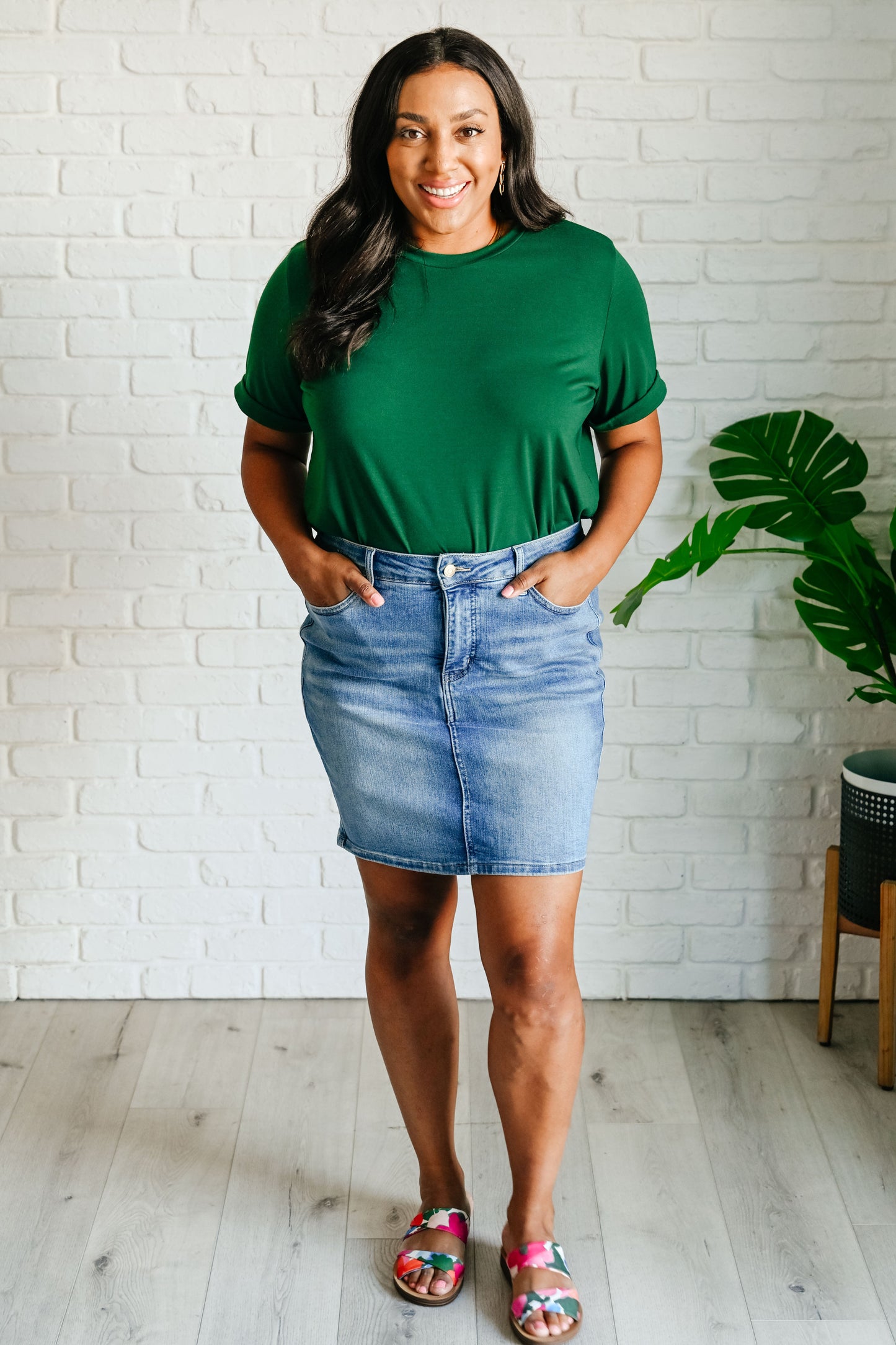 Uptown Crew T-Shirt in Green-Womens-Modish Lily, Tecumseh Michigan