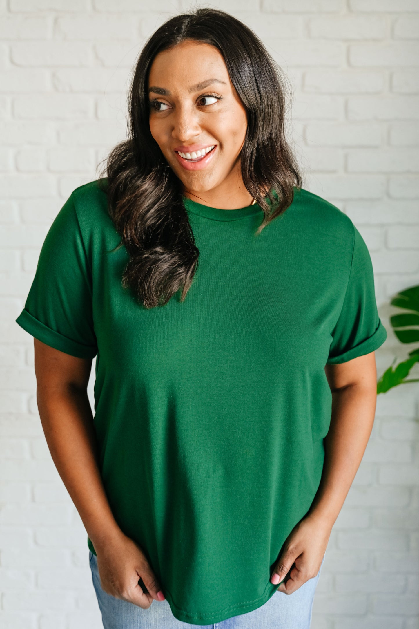 Uptown Crew T-Shirt in Green-Womens-Modish Lily, Tecumseh Michigan